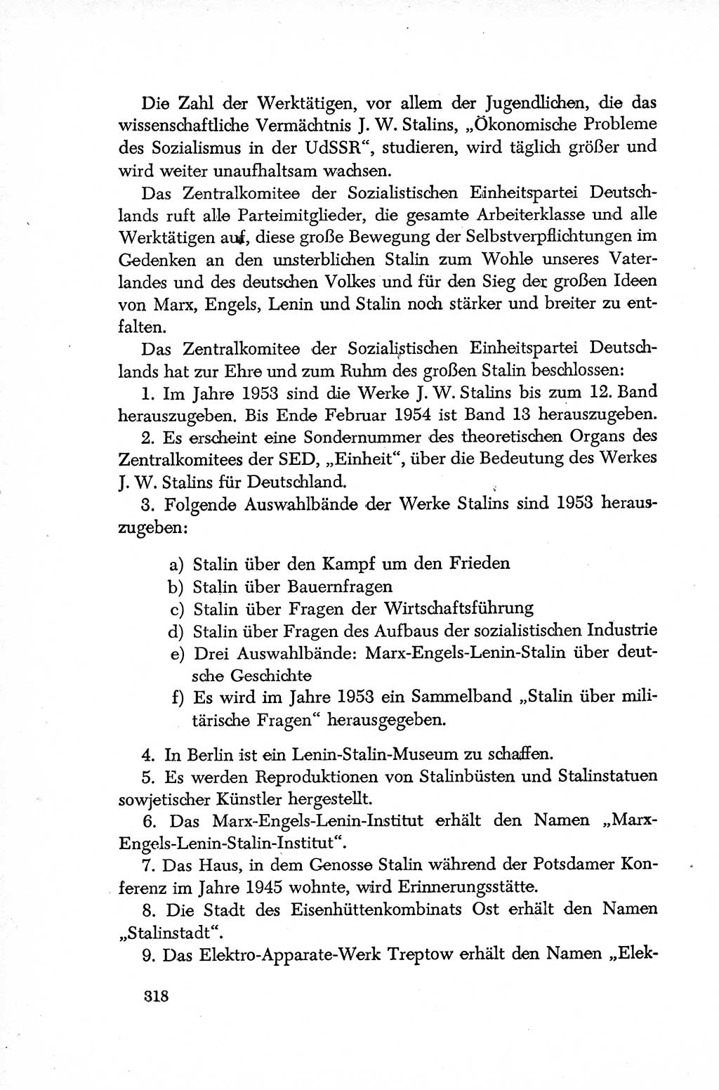 Dokumente der Sozialistischen Einheitspartei Deutschlands (SED) [Deutsche Demokratische Republik (DDR)] 1952-1953, Seite 318 (Dok. SED DDR 1952-1953, S. 318)