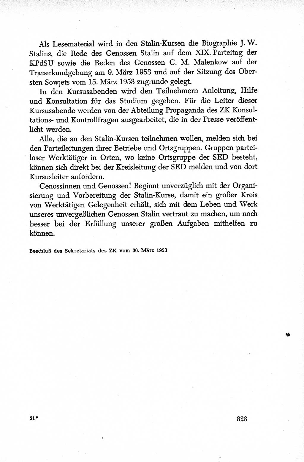 Dokumente der Sozialistischen Einheitspartei Deutschlands (SED) [Deutsche Demokratische Republik (DDR)] 1952-1953, Seite 323 (Dok. SED DDR 1952-1953, S. 323)