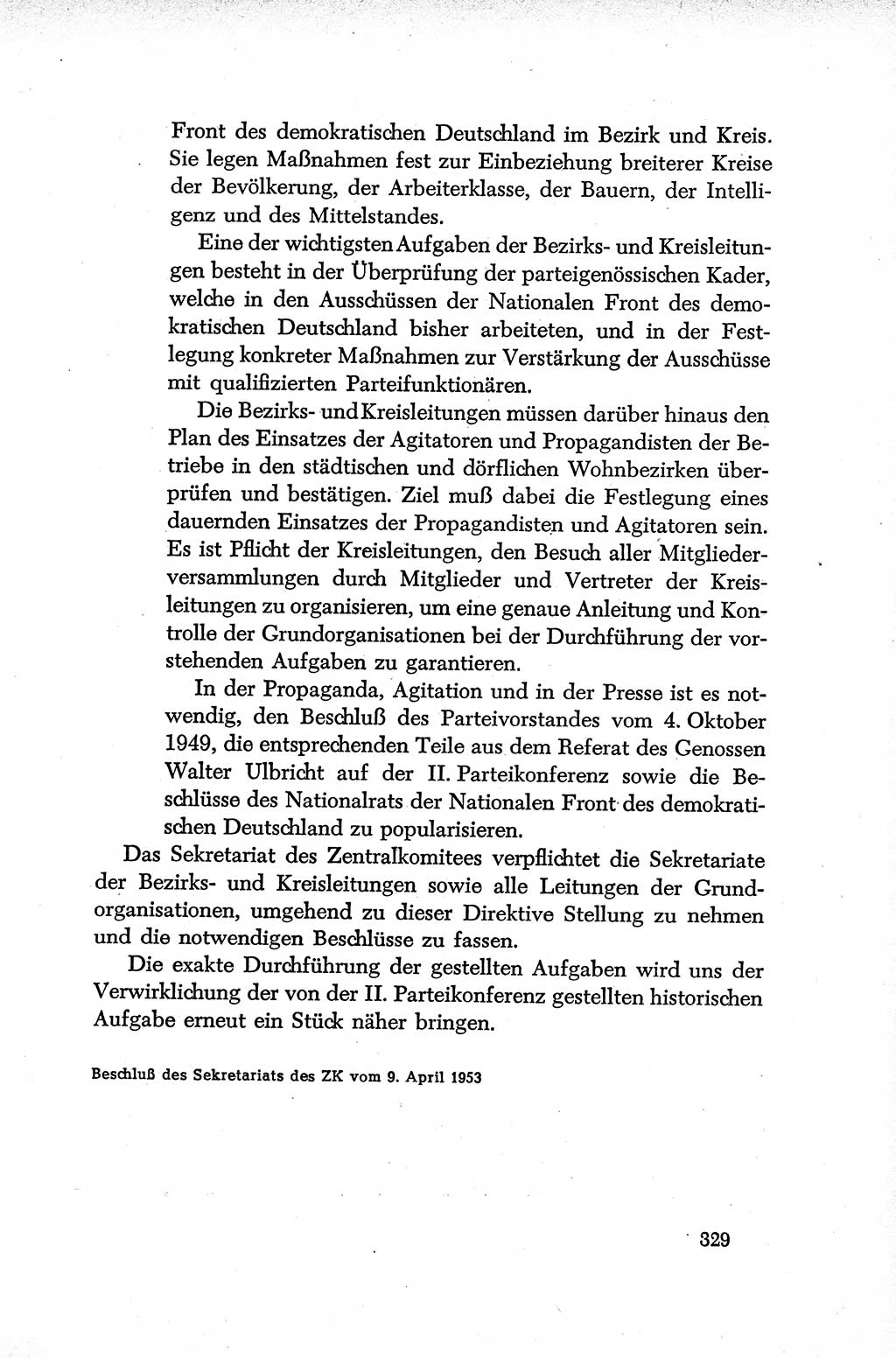 Dokumente der Sozialistischen Einheitspartei Deutschlands (SED) [Deutsche Demokratische Republik (DDR)] 1952-1953, Seite 329 (Dok. SED DDR 1952-1953, S. 329)