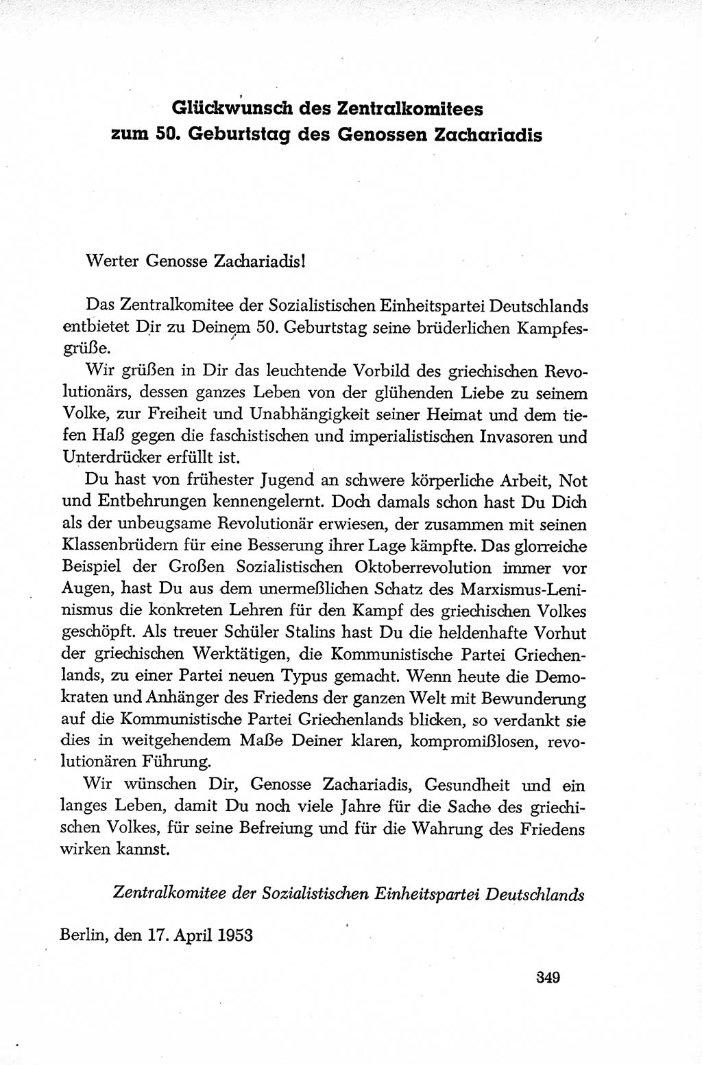 Dokumente der Sozialistischen Einheitspartei Deutschlands (SED) [Deutsche Demokratische Republik (DDR)] 1952-1953, Seite 349 (Dok. SED DDR 1952-1953, S. 349)