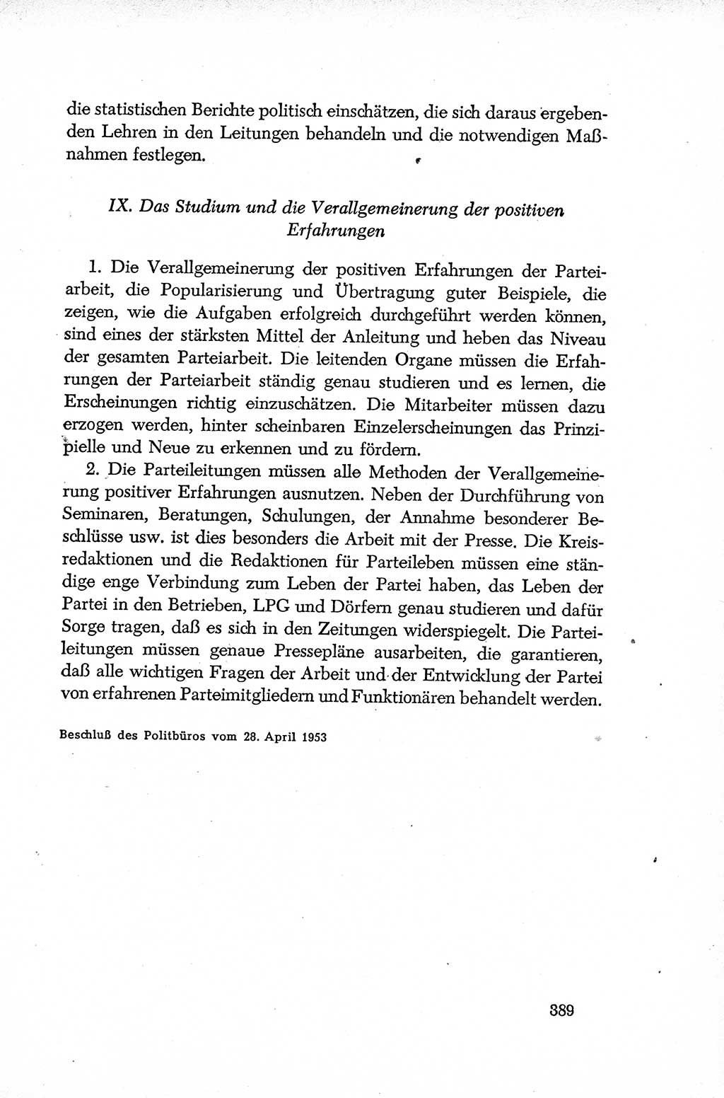 Dokumente der Sozialistischen Einheitspartei Deutschlands (SED) [Deutsche Demokratische Republik (DDR)] 1952-1953, Seite 389 (Dok. SED DDR 1952-1953, S. 389)