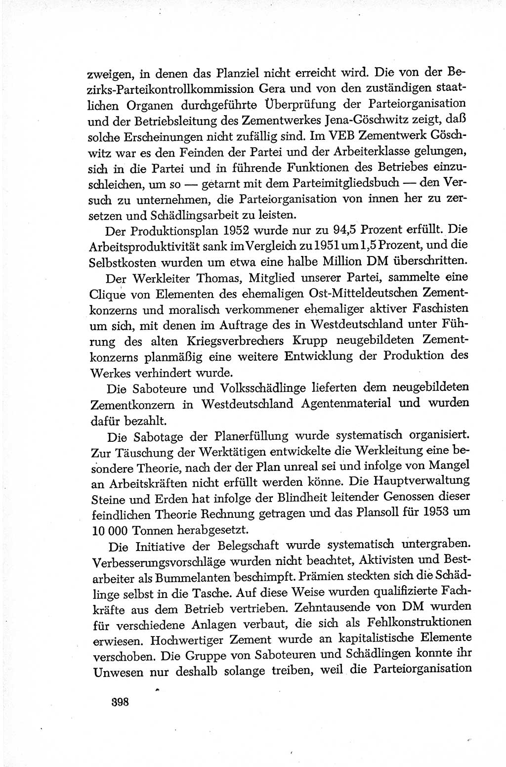 Dokumente der Sozialistischen Einheitspartei Deutschlands (SED) [Deutsche Demokratische Republik (DDR)] 1952-1953, Seite 398 (Dok. SED DDR 1952-1953, S. 398)