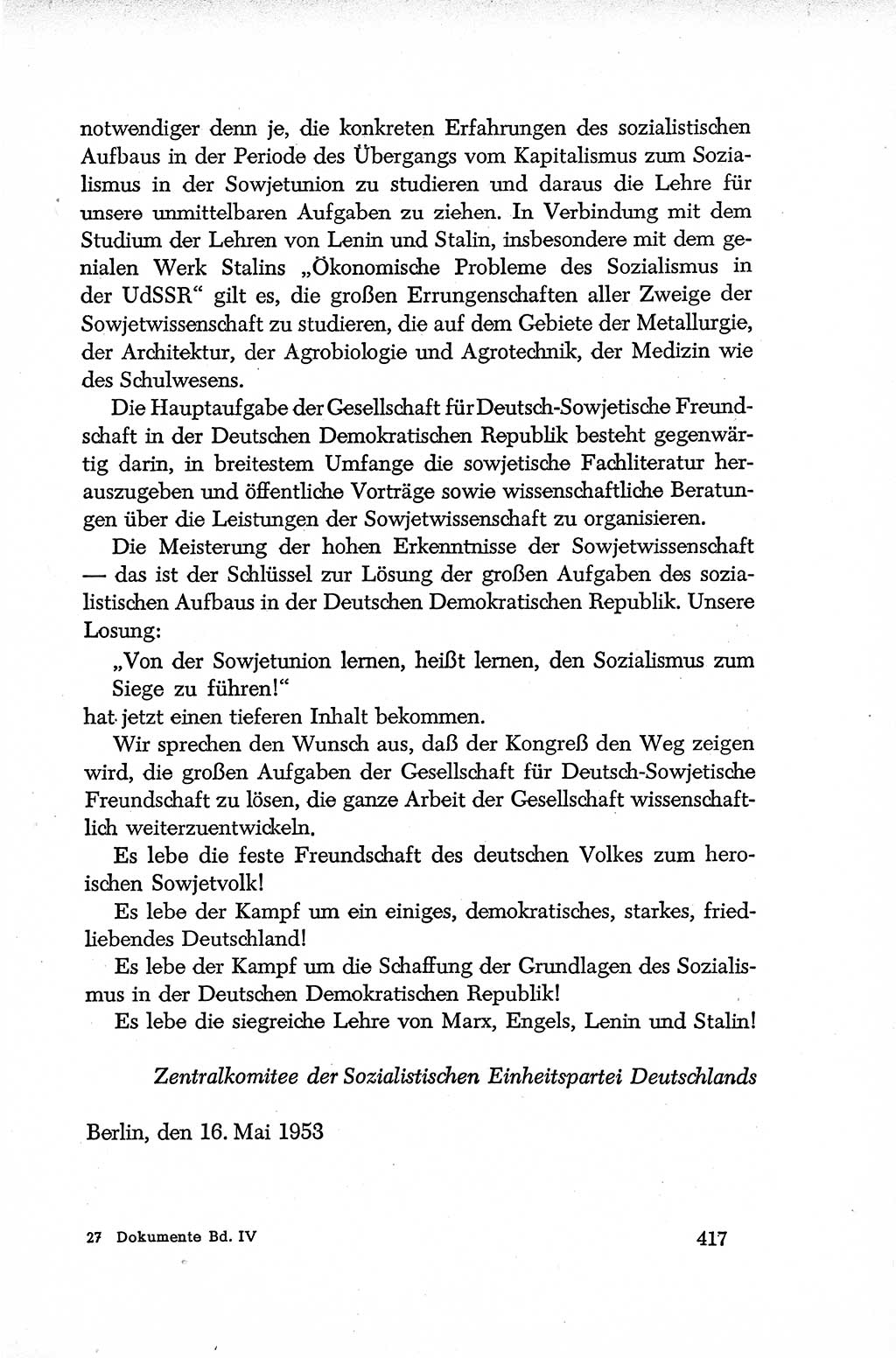 Dokumente der Sozialistischen Einheitspartei Deutschlands (SED) [Deutsche Demokratische Republik (DDR)] 1952-1953, Seite 417 (Dok. SED DDR 1952-1953, S. 417)