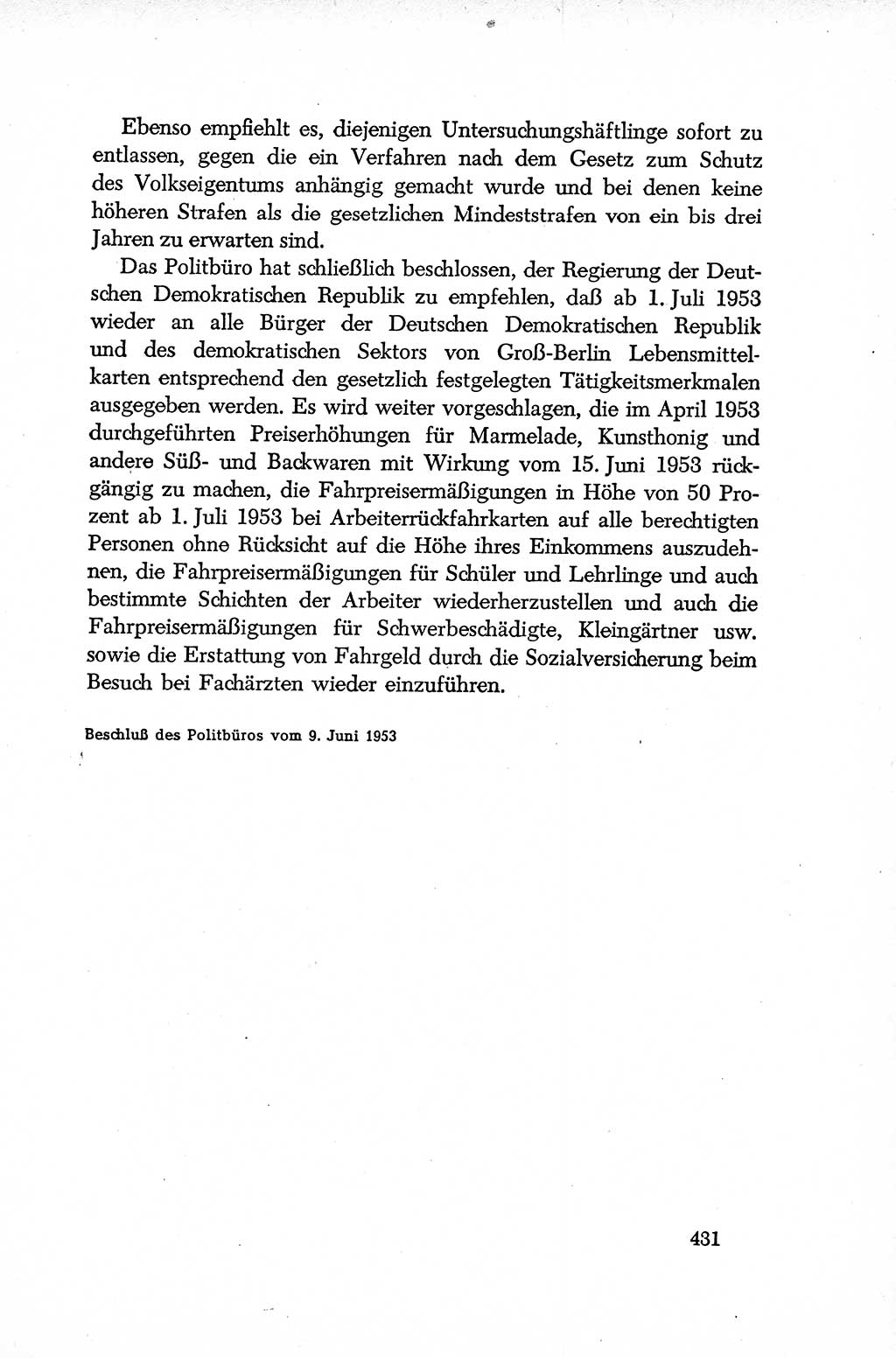 Dokumente der Sozialistischen Einheitspartei Deutschlands (SED) [Deutsche Demokratische Republik (DDR)] 1952-1953, Seite 431 (Dok. SED DDR 1952-1953, S. 431)
