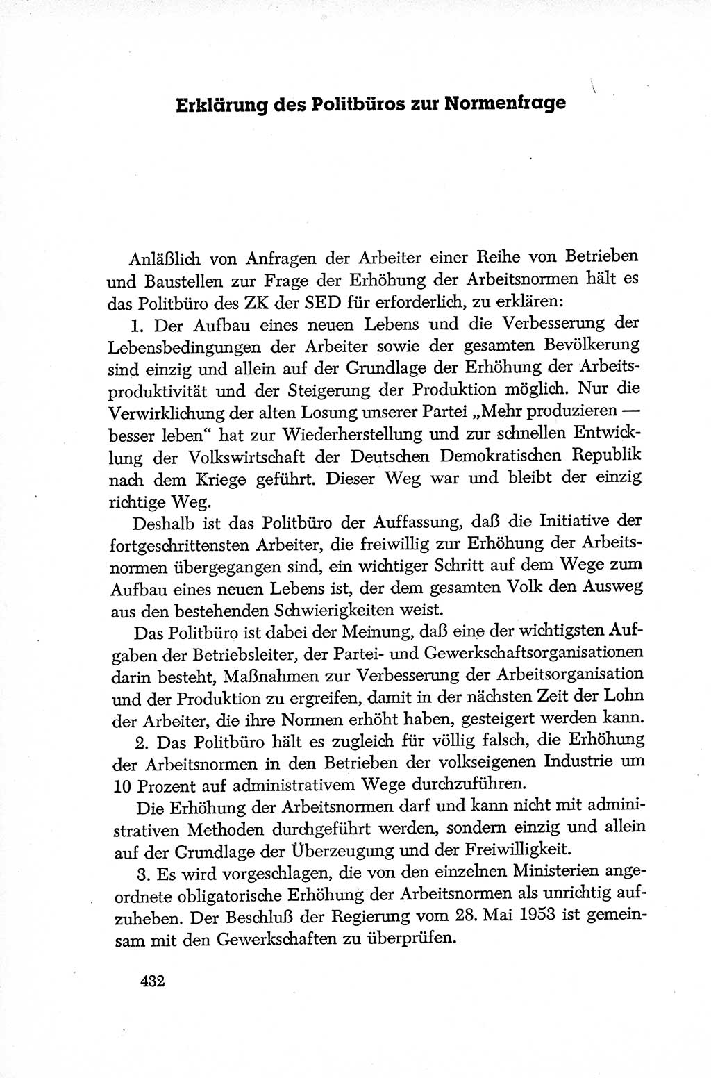 Dokumente der Sozialistischen Einheitspartei Deutschlands (SED) [Deutsche Demokratische Republik (DDR)] 1952-1953, Seite 432 (Dok. SED DDR 1952-1953, S. 432)