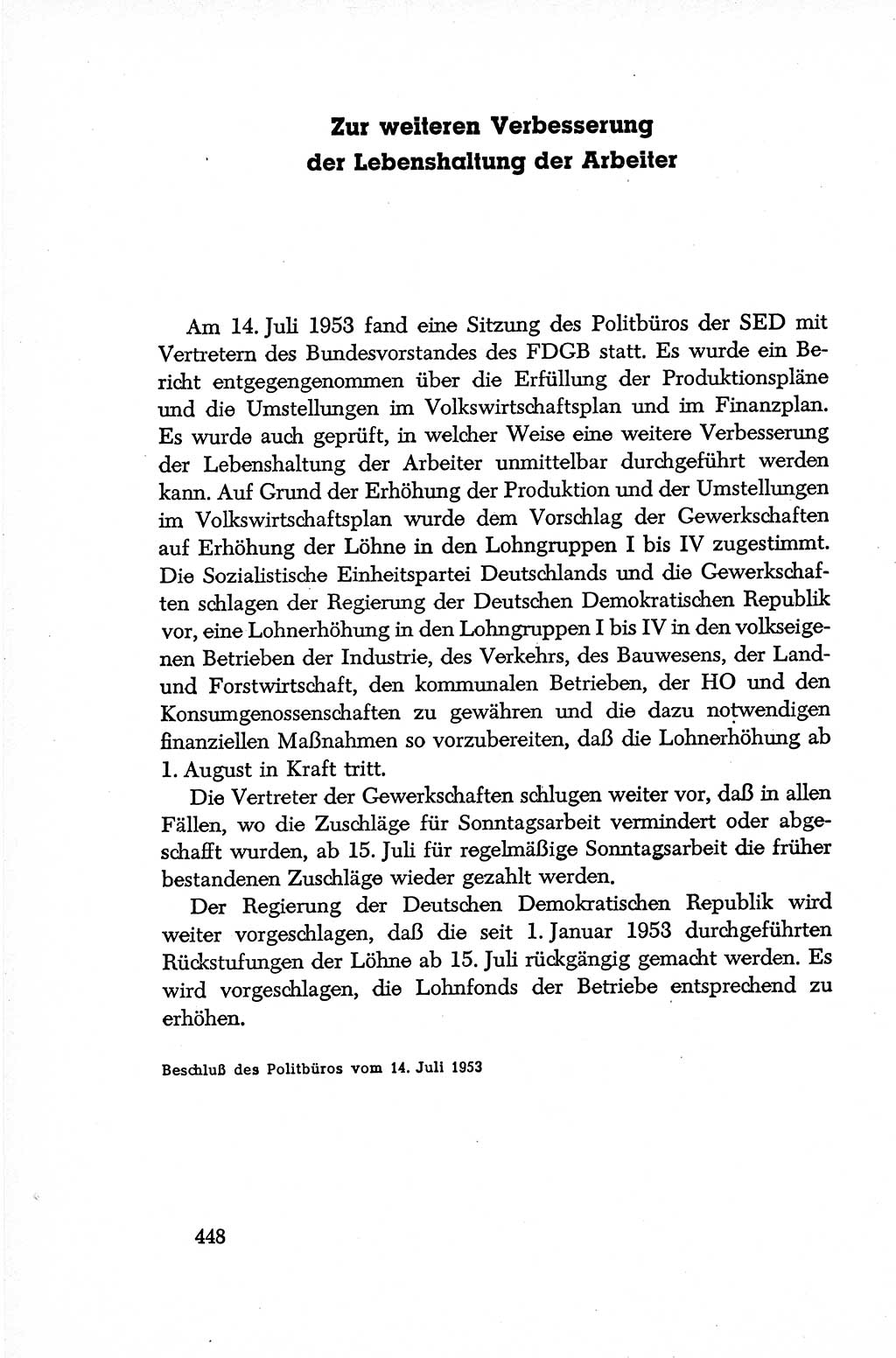 Dokumente der Sozialistischen Einheitspartei Deutschlands (SED) [Deutsche Demokratische Republik (DDR)] 1952-1953, Seite 448 (Dok. SED DDR 1952-1953, S. 448)