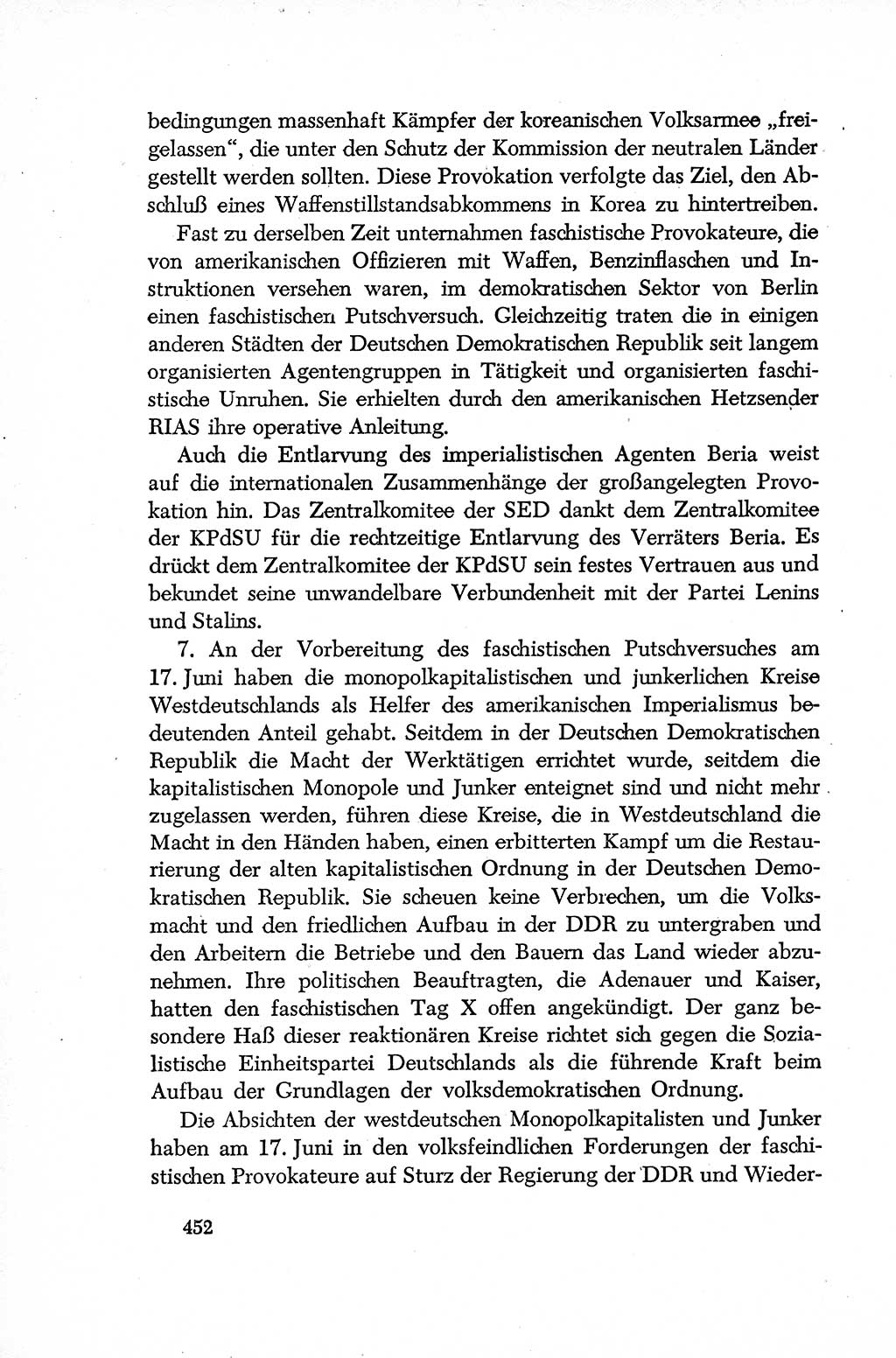 Dokumente der Sozialistischen Einheitspartei Deutschlands (SED) [Deutsche Demokratische Republik (DDR)] 1952-1953, Seite 452 (Dok. SED DDR 1952-1953, S. 452)