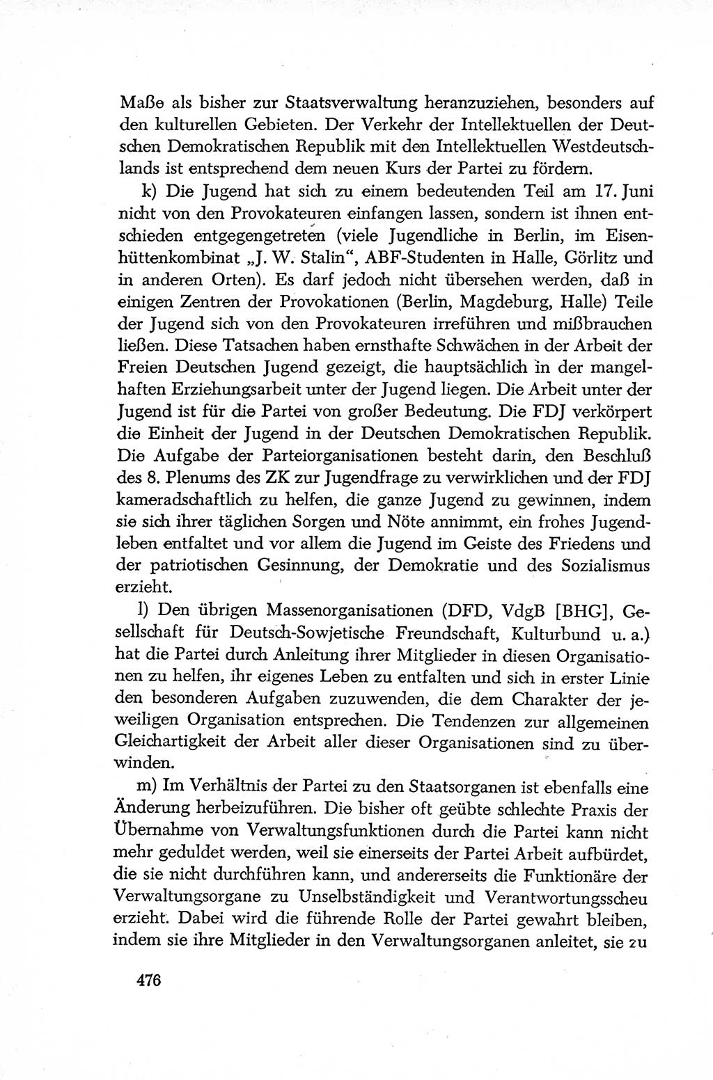 Dokumente der Sozialistischen Einheitspartei Deutschlands (SED) [Deutsche Demokratische Republik (DDR)] 1952-1953, Seite 476 (Dok. SED DDR 1952-1953, S. 476)