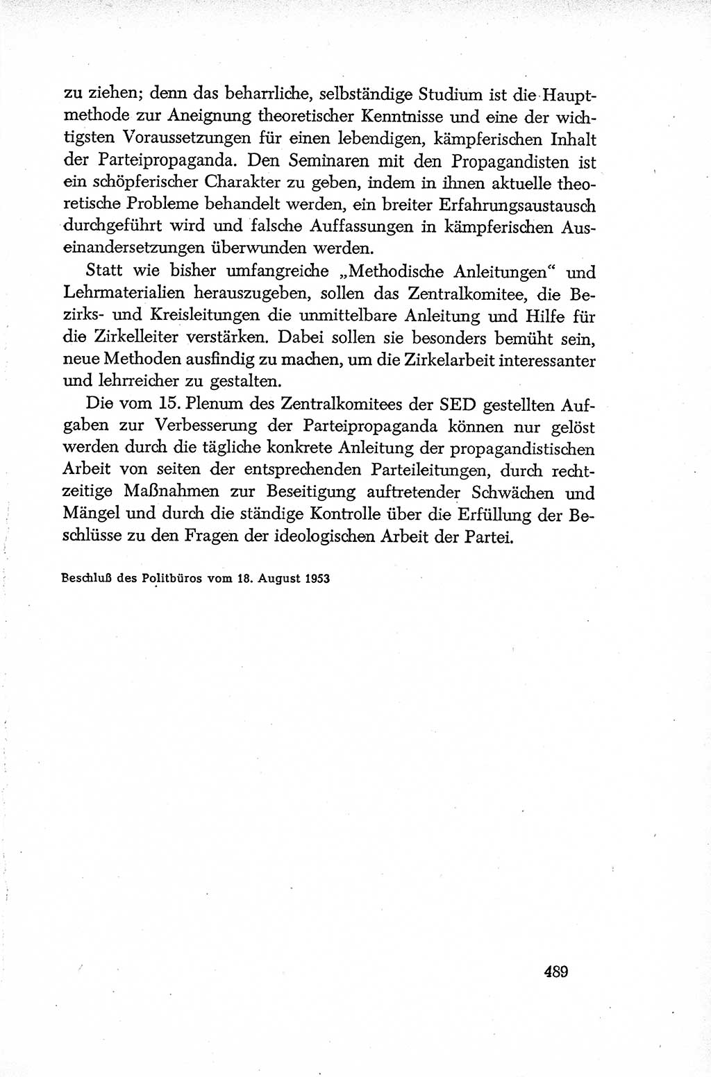Dokumente der Sozialistischen Einheitspartei Deutschlands (SED) [Deutsche Demokratische Republik (DDR)] 1952-1953, Seite 489 (Dok. SED DDR 1952-1953, S. 489)