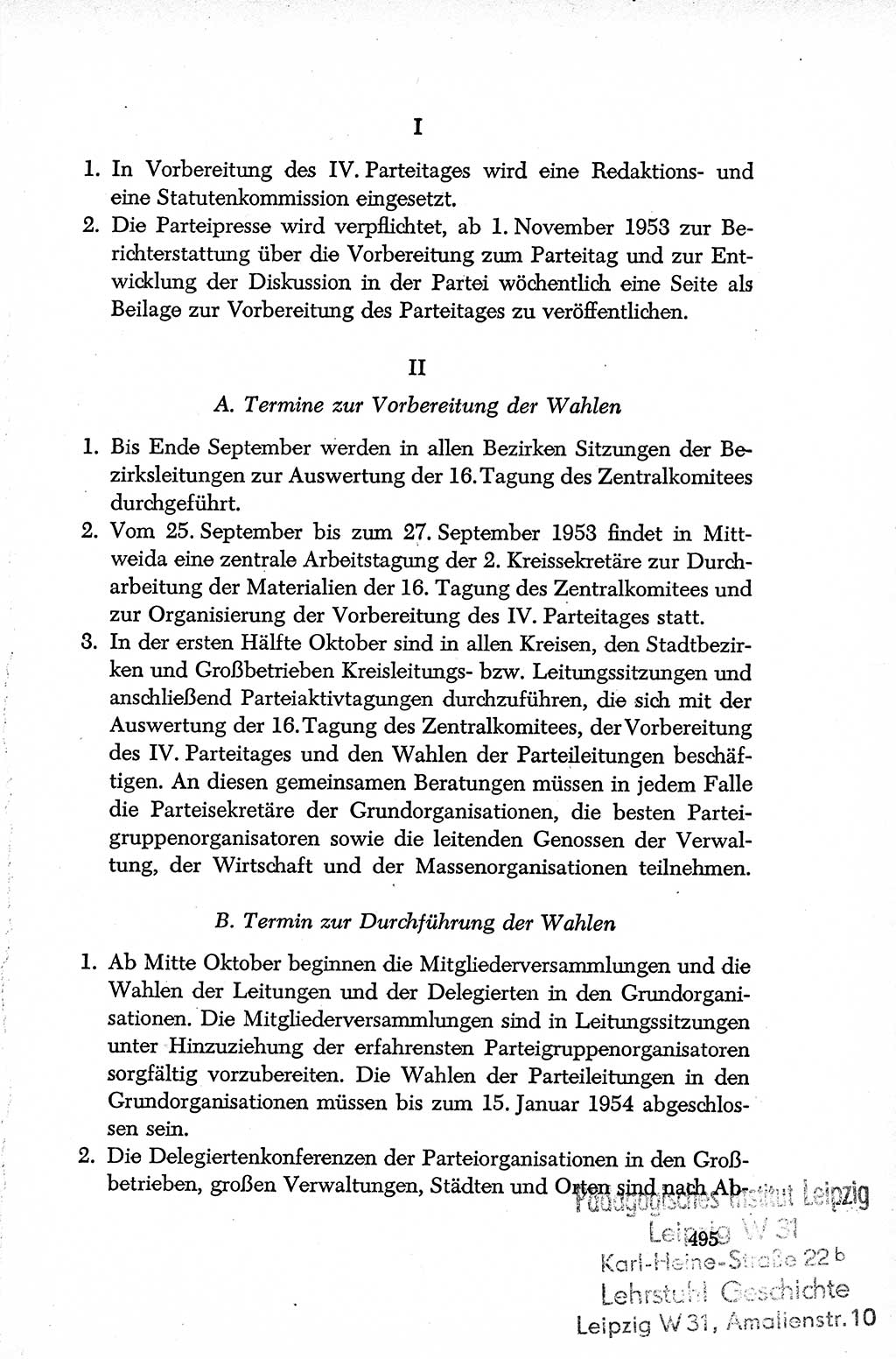Dokumente der Sozialistischen Einheitspartei Deutschlands (SED) [Deutsche Demokratische Republik (DDR)] 1952-1953, Seite 495 (Dok. SED DDR 1952-1953, S. 495)