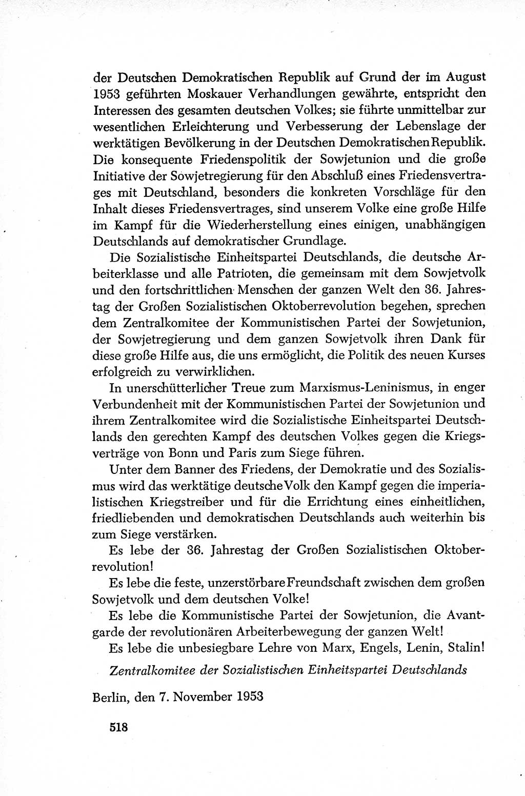 Dokumente der Sozialistischen Einheitspartei Deutschlands (SED) [Deutsche Demokratische Republik (DDR)] 1952-1953, Seite 518 (Dok. SED DDR 1952-1953, S. 518)