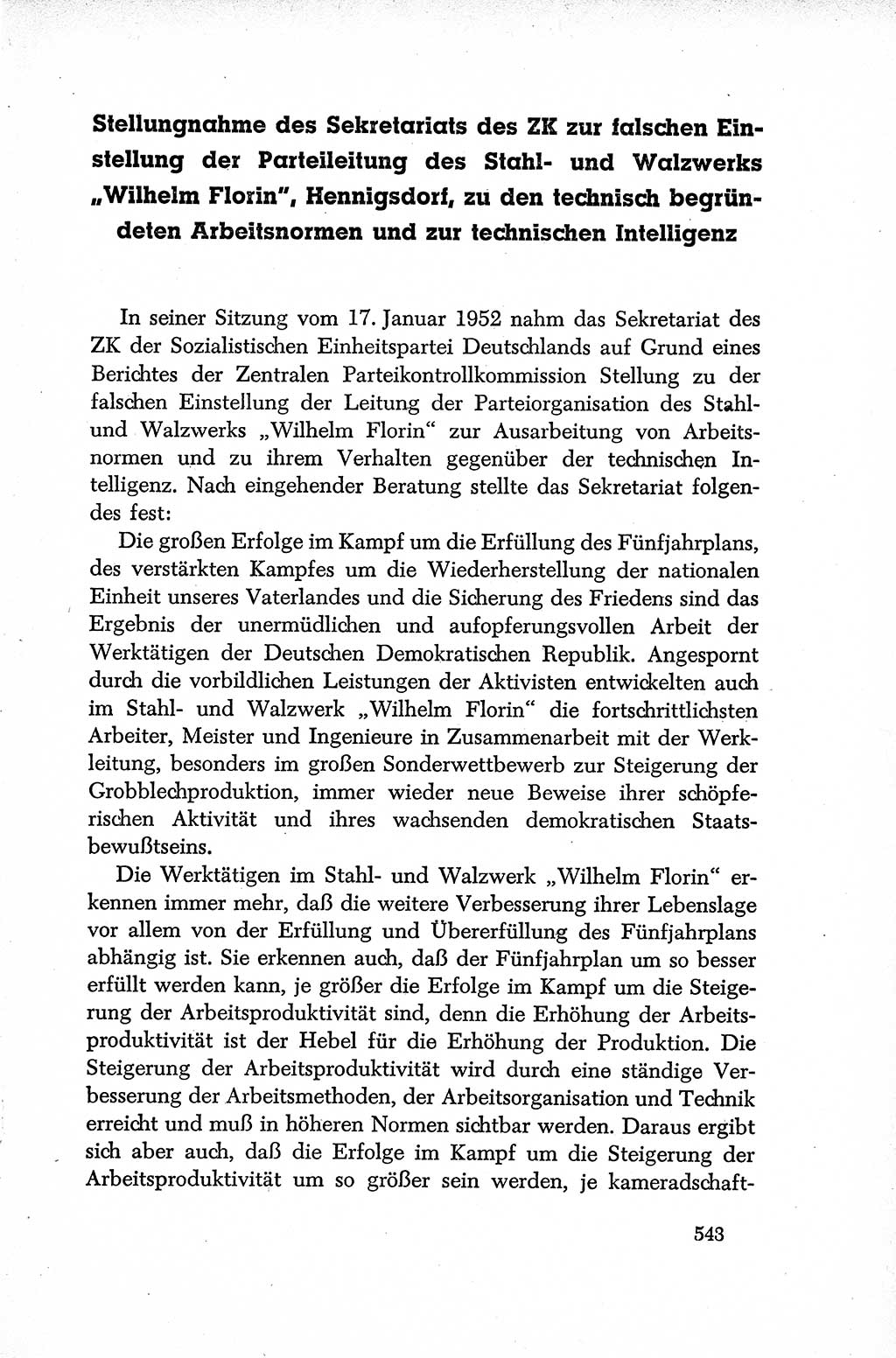 Dokumente der Sozialistischen Einheitspartei Deutschlands (SED) [Deutsche Demokratische Republik (DDR)] 1952-1953, Seite 543 (Dok. SED DDR 1952-1953, S. 543)