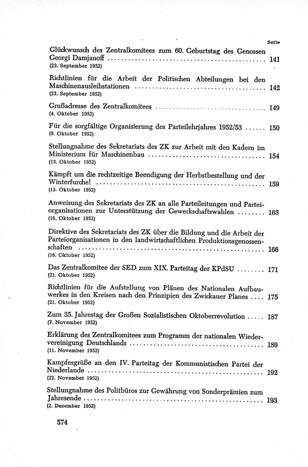 Dokumente der Sozialistischen Einheitspartei Deutschlands (SED) [Deutsche Demokratische Republik (DDR)] 1952-1953, Seite 574 (Dok. SED DDR 1952-1953, S. 574)