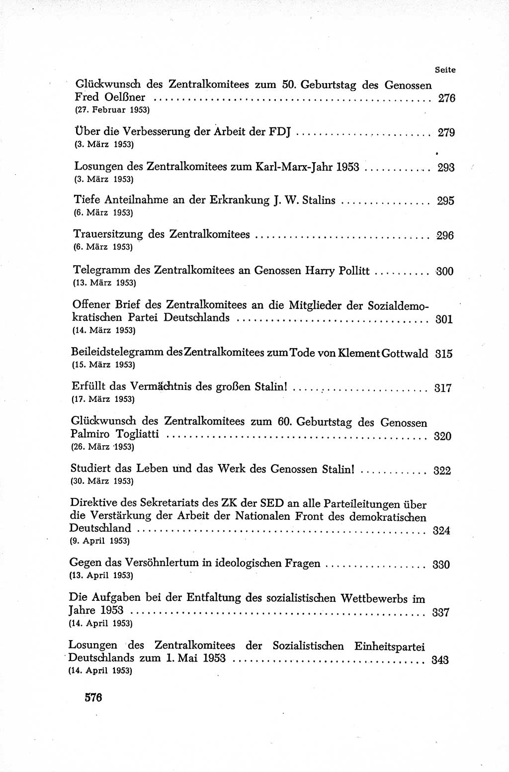 Dokumente der Sozialistischen Einheitspartei Deutschlands (SED) [Deutsche Demokratische Republik (DDR)] 1952-1953, Seite 576 (Dok. SED DDR 1952-1953, S. 576)