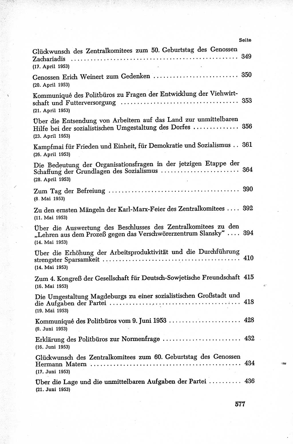 Dokumente der Sozialistischen Einheitspartei Deutschlands (SED) [Deutsche Demokratische Republik (DDR)] 1952-1953, Seite 577 (Dok. SED DDR 1952-1953, S. 577)
