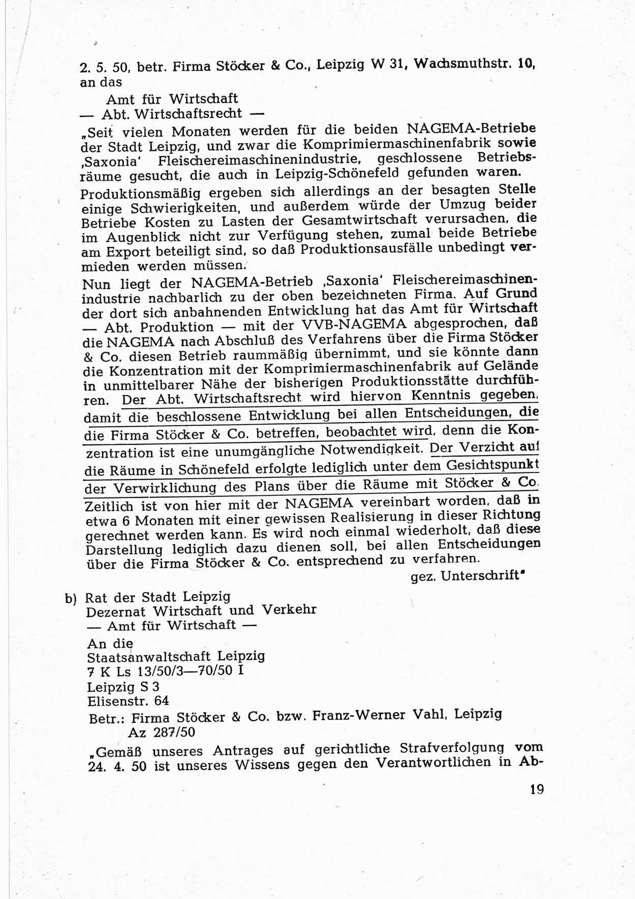 Dokumente des Unrechts [Deutsche Demokratische Republik (DDR)], herausgegeben vom Bundesministerium für gesamtdeutsche Fragen (BMG) [Bundesrepublik Deutschland (BRD)], Bonn, ca. 1952, Seite 19 (Dok. UnR. DDR BMG BRD 1952, S. 19)