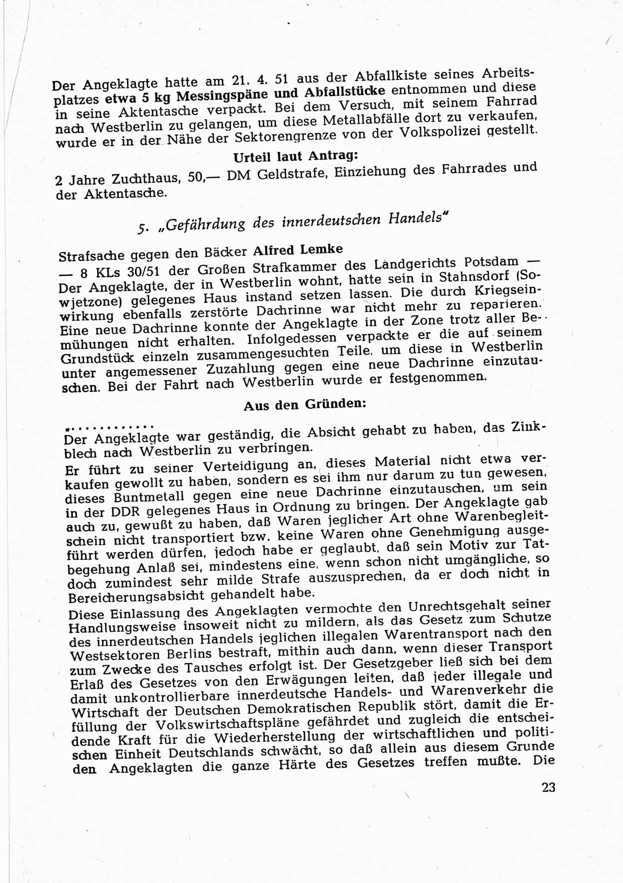 Dokumente des Unrechts [Deutsche Demokratische Republik (DDR)], herausgegeben vom Bundesministerium für gesamtdeutsche Fragen (BMG) [Bundesrepublik Deutschland (BRD)], Bonn, ca. 1952, Seite 23 (Dok. UnR. DDR BMG BRD 1952, S. 23)