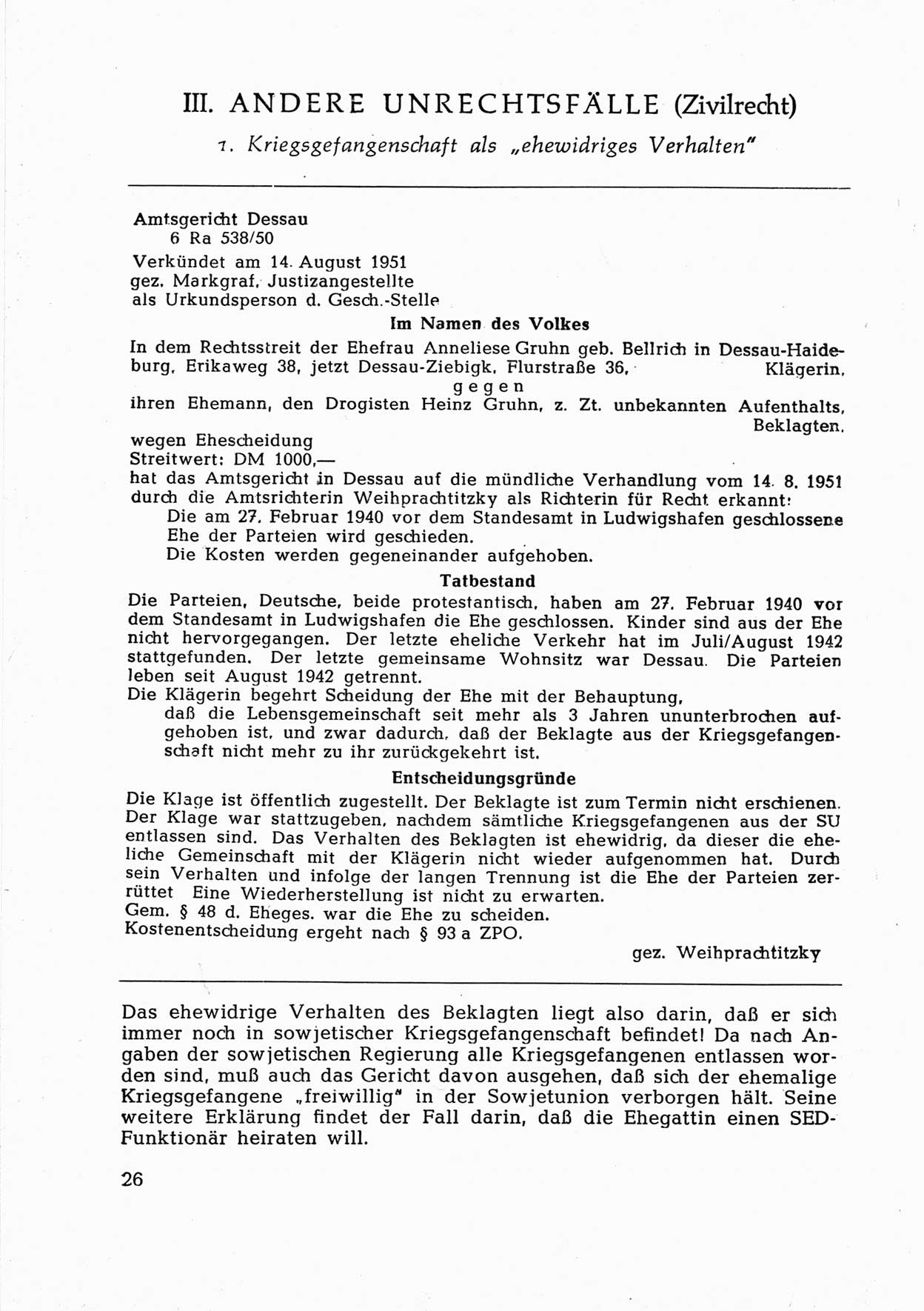 Dokumente des Unrechts [Deutsche Demokratische Republik (DDR)], herausgegeben vom Bundesministerium für gesamtdeutsche Fragen (BMG) [Bundesrepublik Deutschland (BRD)], Bonn, ca. 1952, Seite 26 (Dok. UnR. DDR BMG BRD 1952, S. 26)