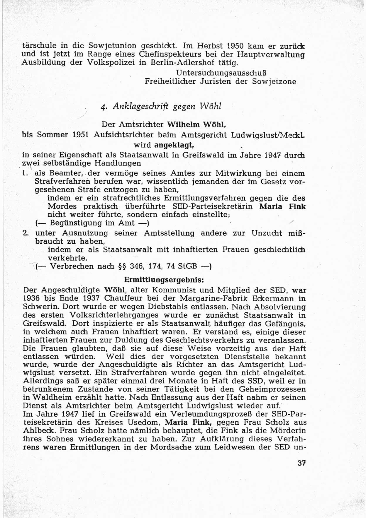 Dokumente des Unrechts [Deutsche Demokratische Republik (DDR)], herausgegeben vom Bundesministerium für gesamtdeutsche Fragen (BMG) [Bundesrepublik Deutschland (BRD)], Bonn, ca. 1952, Seite 37 (Dok. UnR. DDR BMG BRD 1952, S. 37)