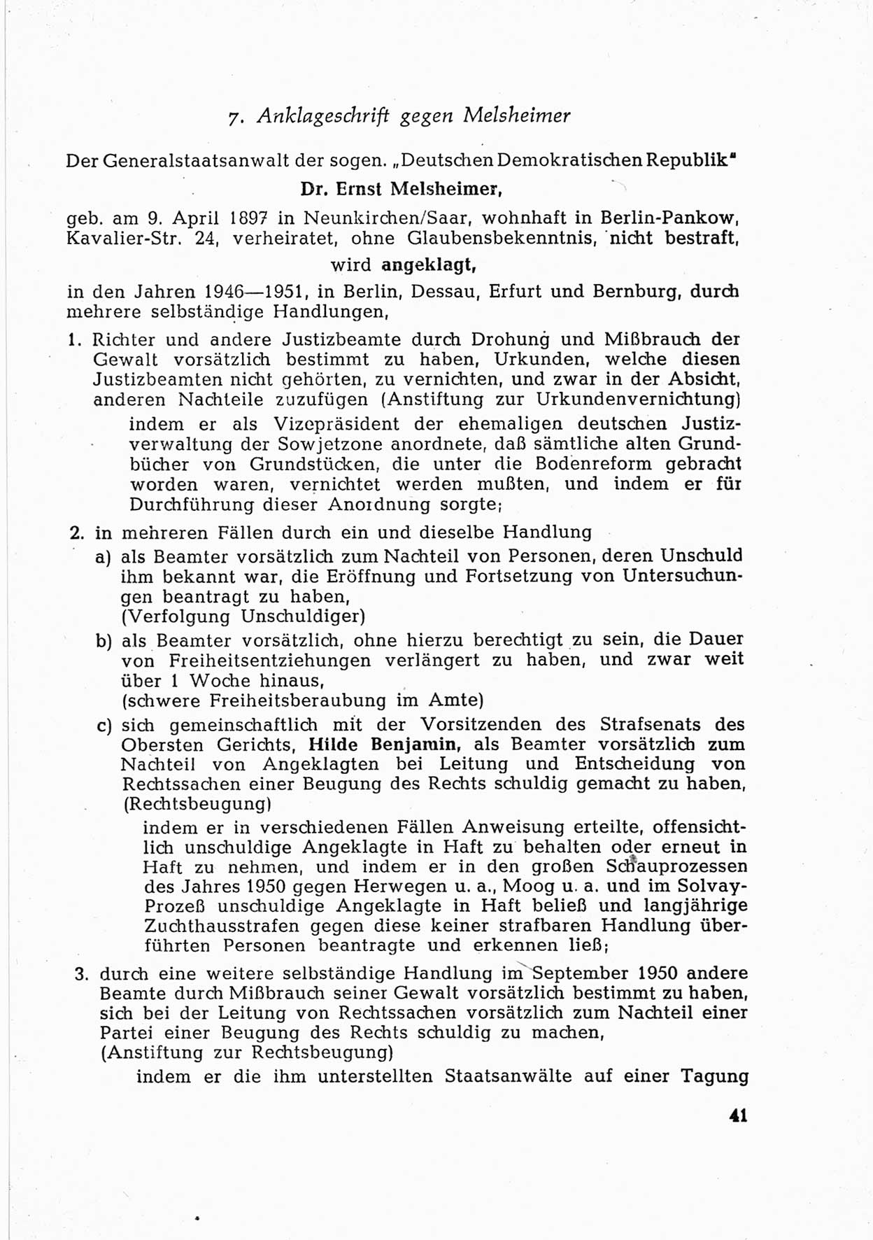 Dokumente des Unrechts [Deutsche Demokratische Republik (DDR)], herausgegeben vom Bundesministerium für gesamtdeutsche Fragen (BMG) [Bundesrepublik Deutschland (BRD)], Bonn, ca. 1952, Seite 41 (Dok. UnR. DDR BMG BRD 1952, S. 41)