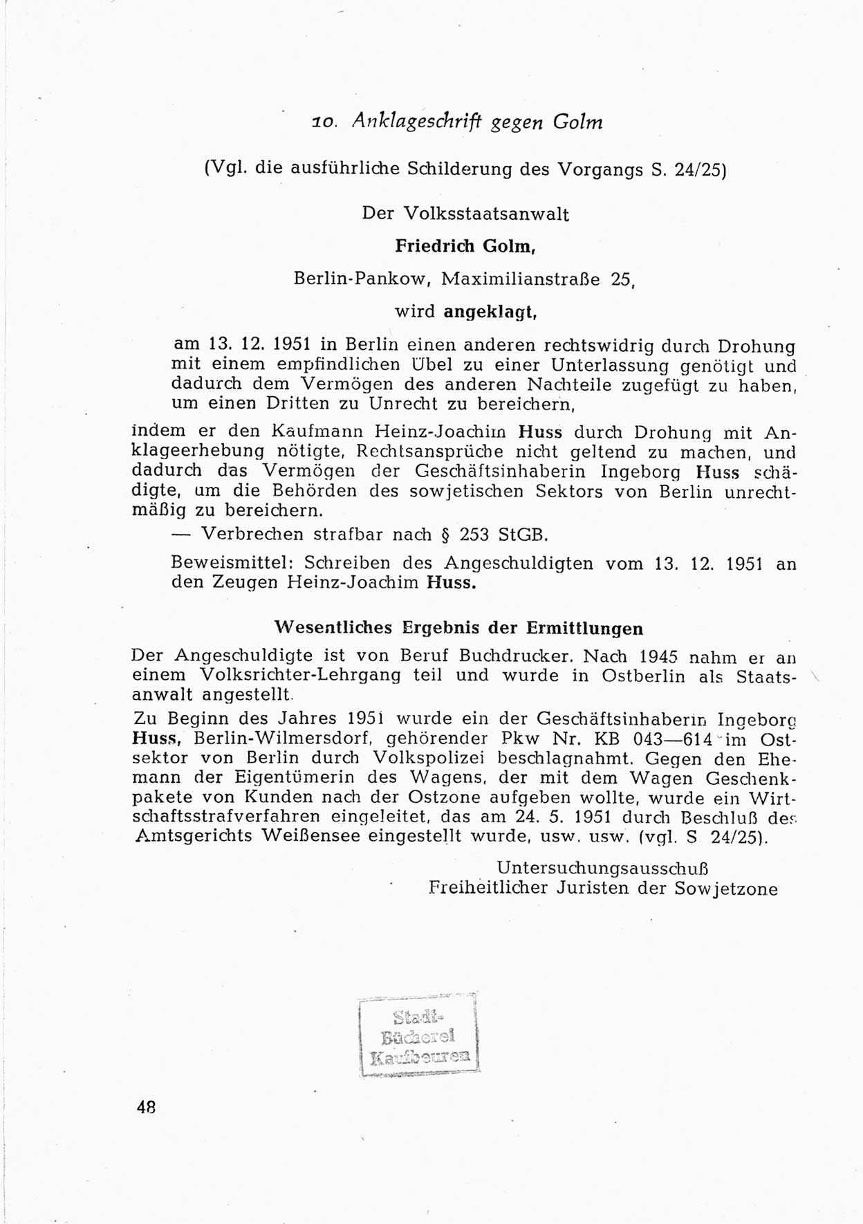 Dokumente des Unrechts [Deutsche Demokratische Republik (DDR)], herausgegeben vom Bundesministerium für gesamtdeutsche Fragen (BMG) [Bundesrepublik Deutschland (BRD)], Bonn, ca. 1952, Seite 48 (Dok. UnR. DDR BMG BRD 1952, S. 48)