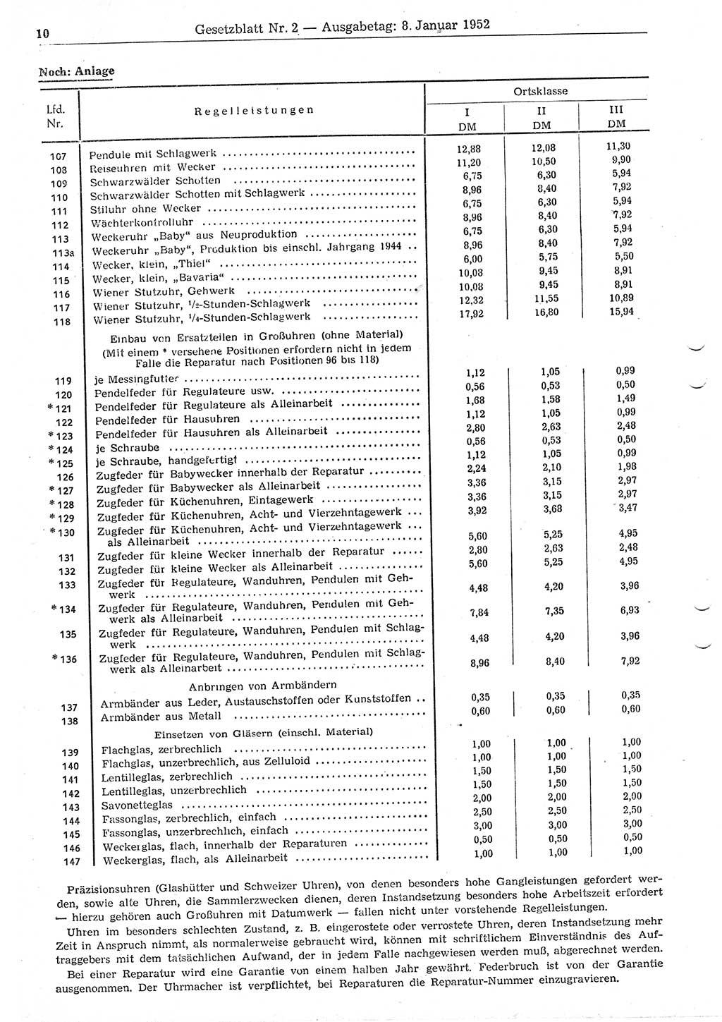 Gesetzblatt (GBl.) der Deutschen Demokratischen Republik (DDR) 1952, Seite 10 (GBl. DDR 1952, S. 10)