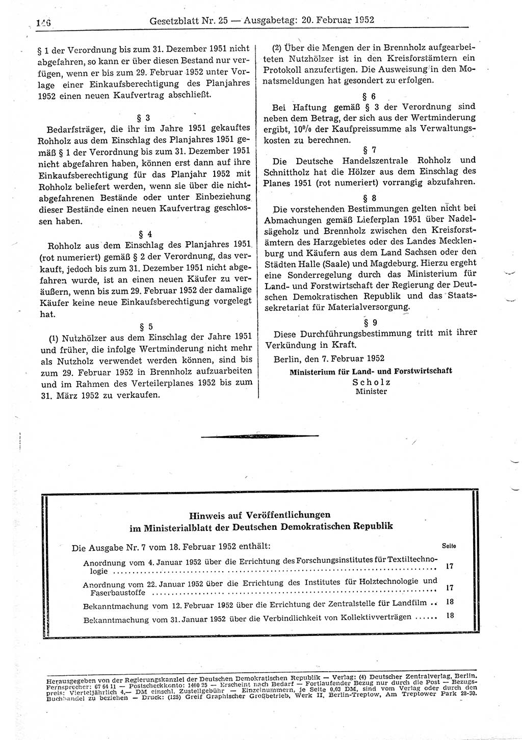 Gesetzblatt (GBl.) der Deutschen Demokratischen Republik (DDR) 1952, Seite 146 (GBl. DDR 1952, S. 146)