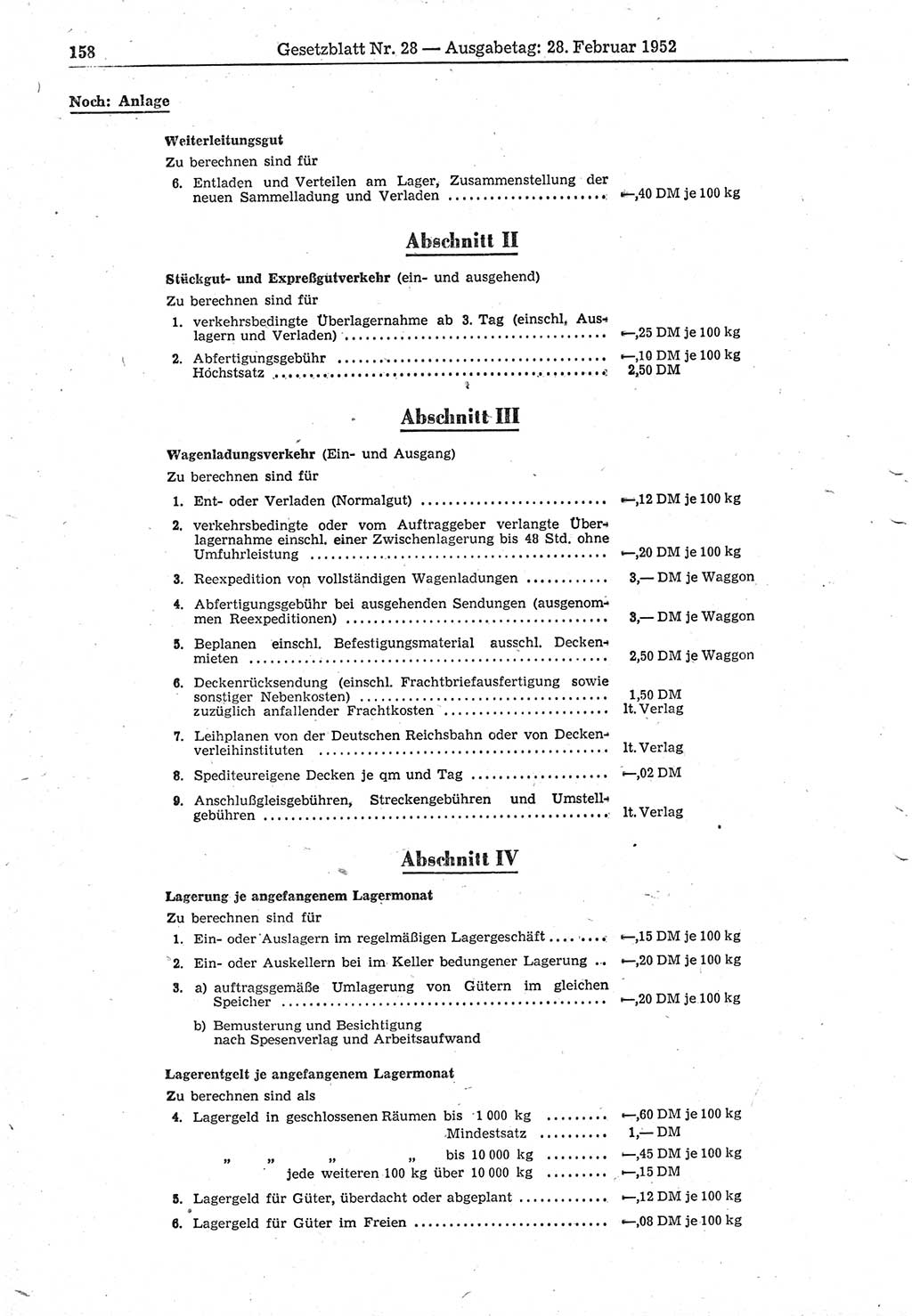 Gesetzblatt (GBl.) der Deutschen Demokratischen Republik (DDR) 1952, Seite 158 (GBl. DDR 1952, S. 158)