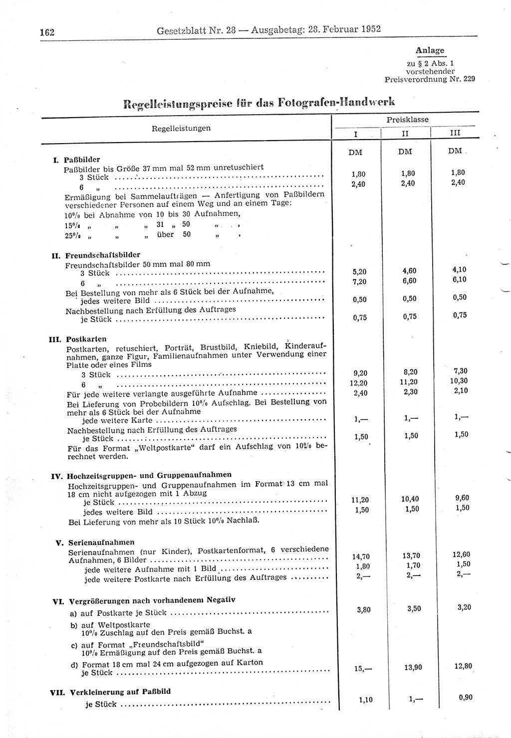 Gesetzblatt (GBl.) der Deutschen Demokratischen Republik (DDR) 1952, Seite 162 (GBl. DDR 1952, S. 162)