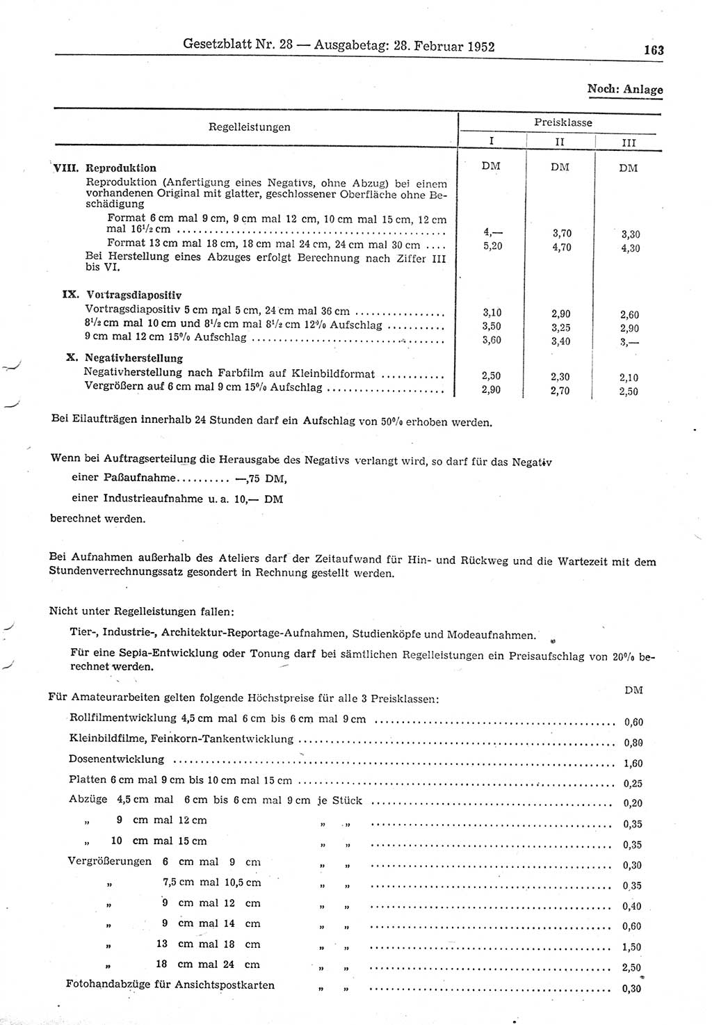 Gesetzblatt (GBl.) der Deutschen Demokratischen Republik (DDR) 1952, Seite 163 (GBl. DDR 1952, S. 163)