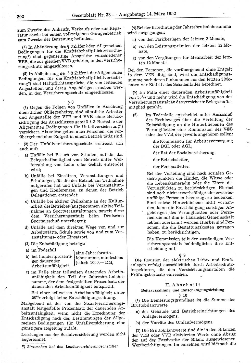 Gesetzblatt (GBl.) der Deutschen Demokratischen Republik (DDR) 1952, Seite 202 (GBl. DDR 1952, S. 202)