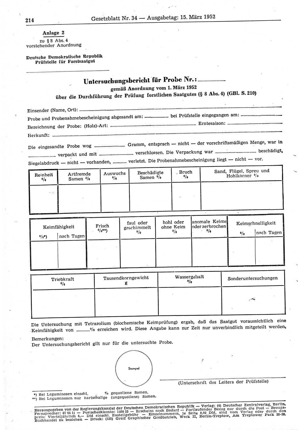 Gesetzblatt (GBl.) der Deutschen Demokratischen Republik (DDR) 1952, Seite 214 (GBl. DDR 1952, S. 214)