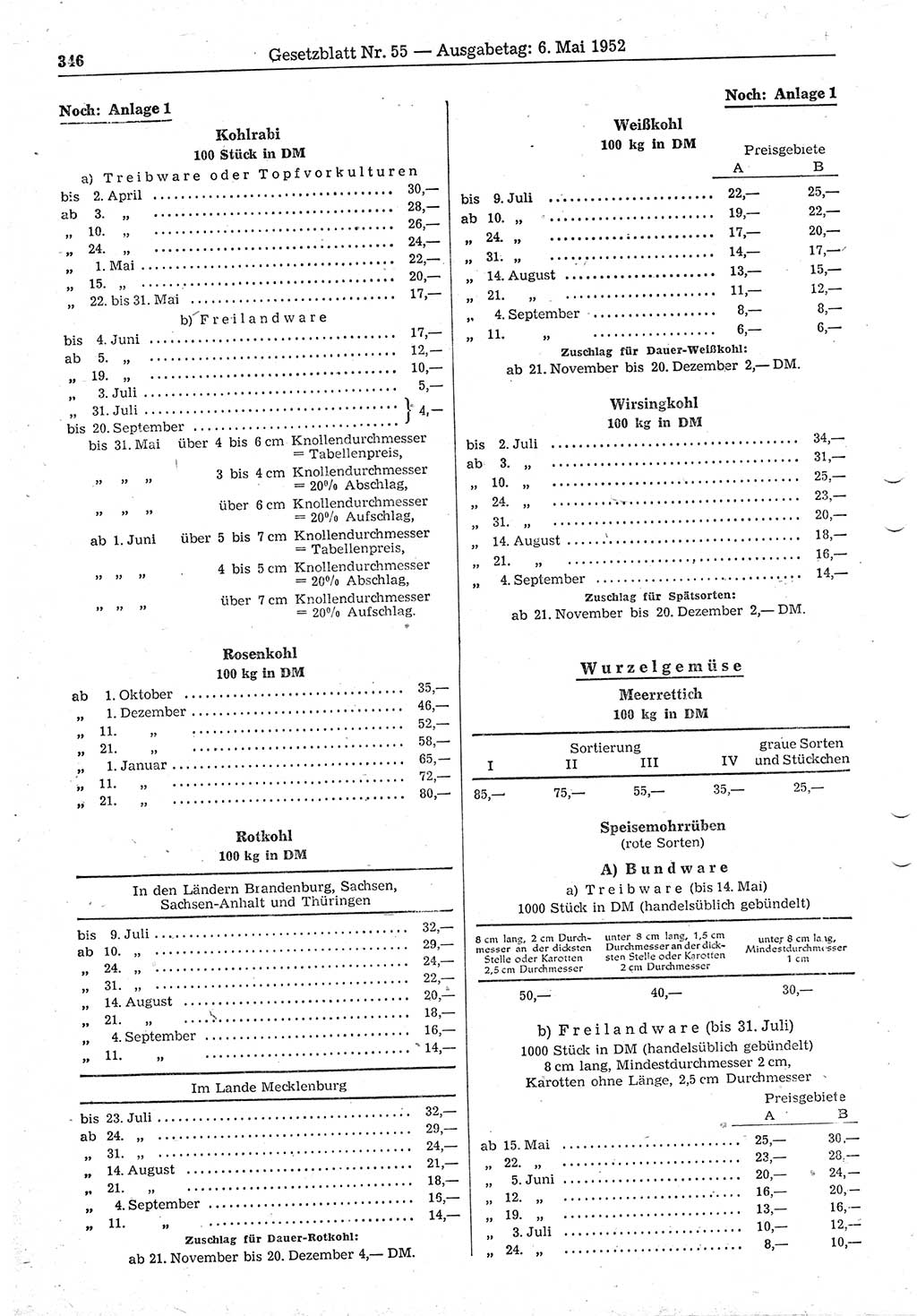 Gesetzblatt (GBl.) der Deutschen Demokratischen Republik (DDR) 1952, Seite 346 (GBl. DDR 1952, S. 346)