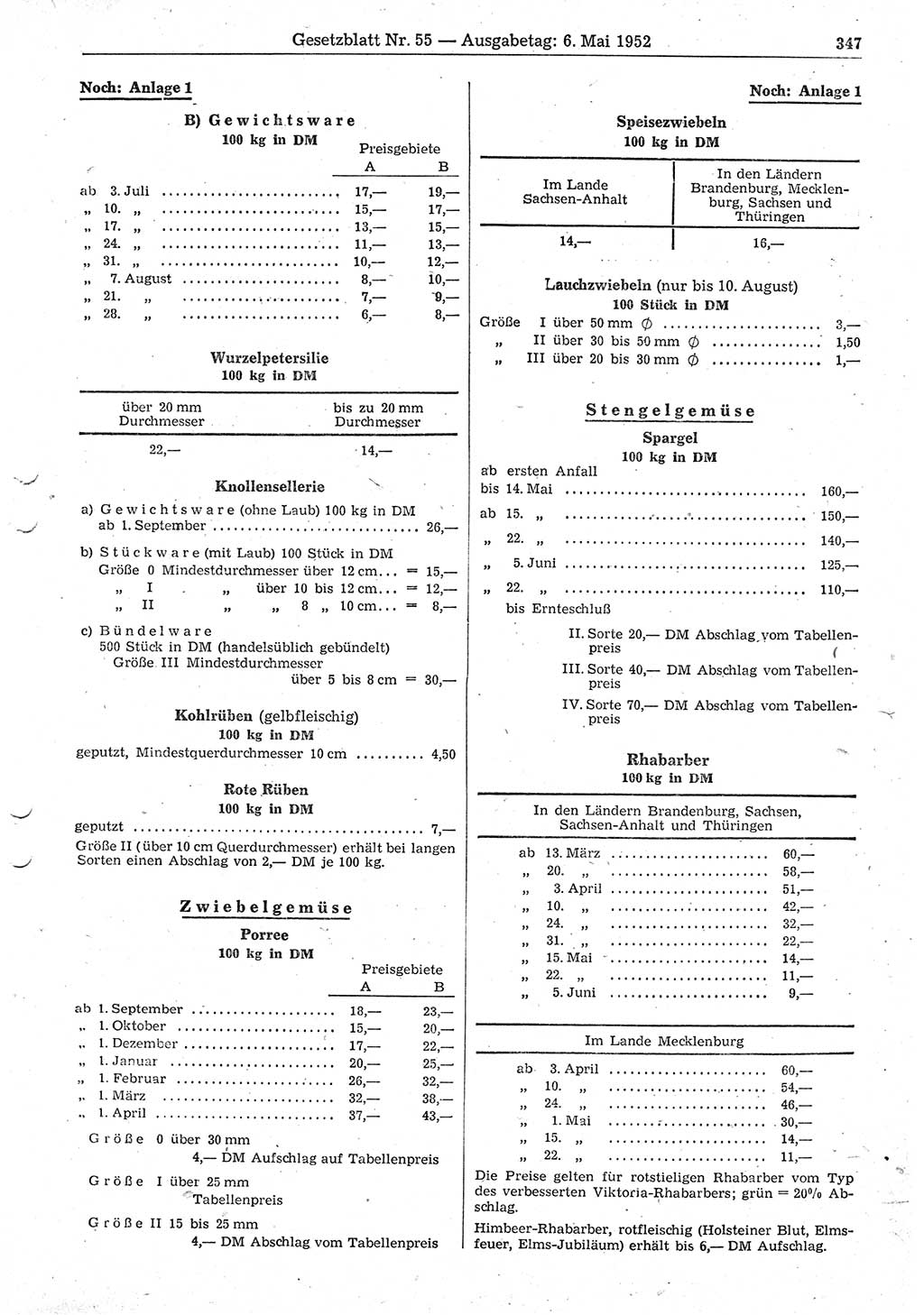 Gesetzblatt (GBl.) der Deutschen Demokratischen Republik (DDR) 1952, Seite 347 (GBl. DDR 1952, S. 347)