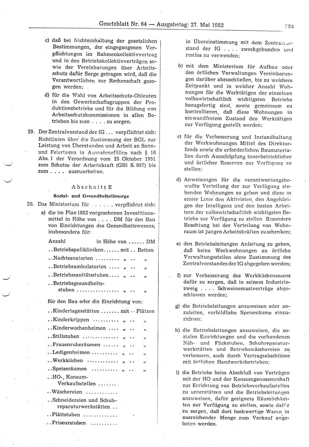 Gesetzblatt (GBl.) der Deutschen Demokratischen Republik (DDR) 1952, Seite 393 (GBl. DDR 1952, S. 393)