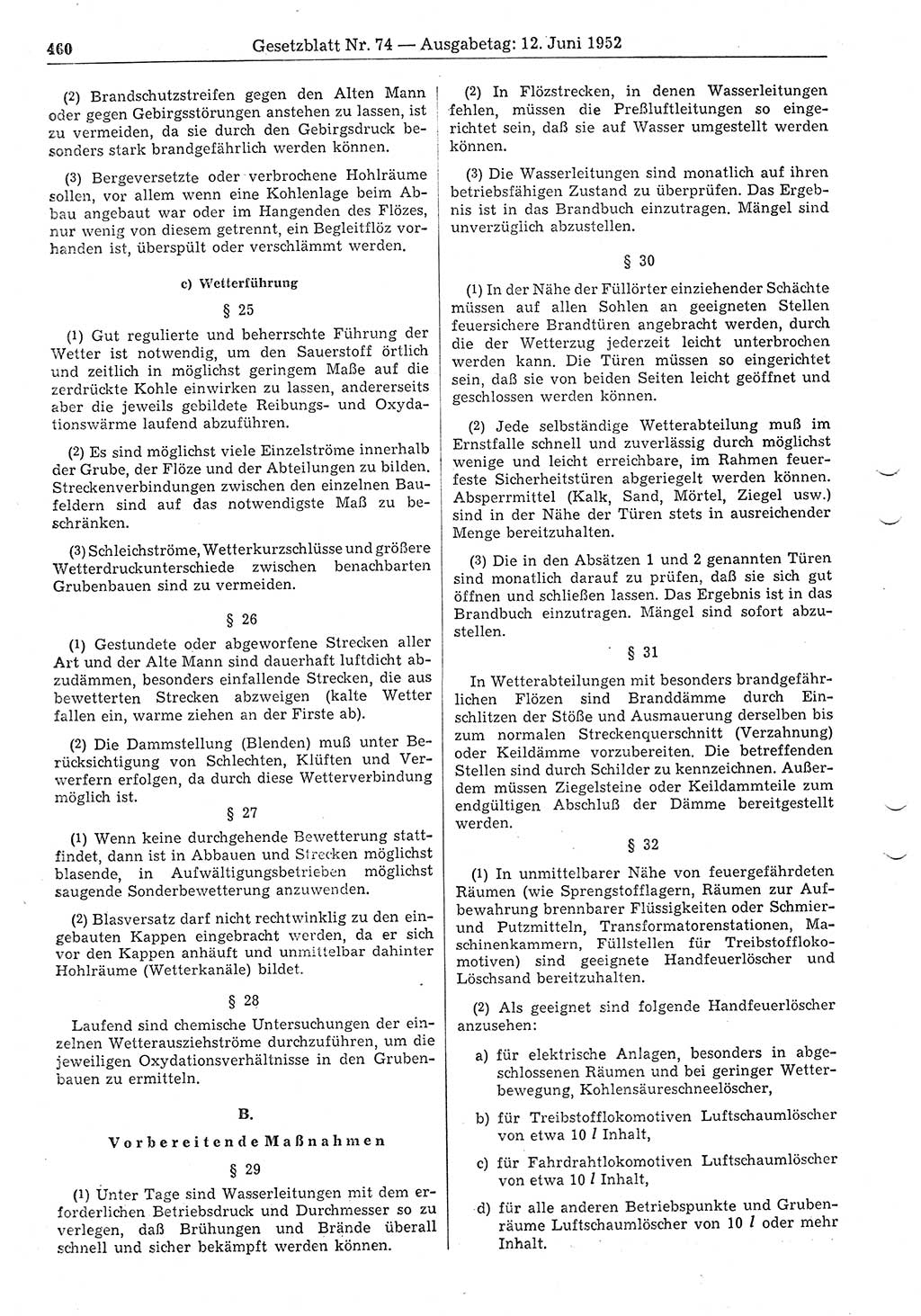 Gesetzblatt (GBl.) der Deutschen Demokratischen Republik (DDR) 1952, Seite 460 (GBl. DDR 1952, S. 460)