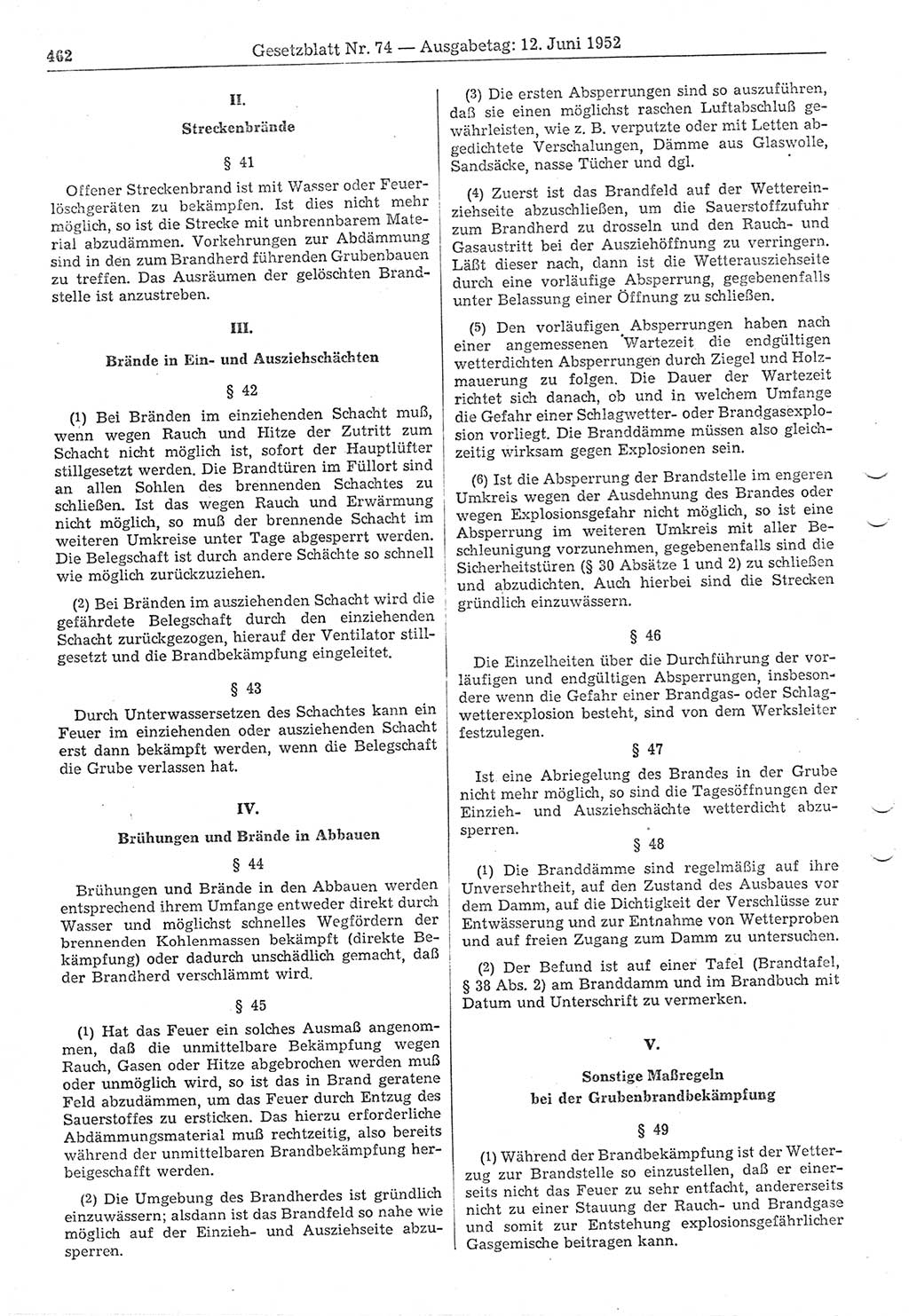 Gesetzblatt (GBl.) der Deutschen Demokratischen Republik (DDR) 1952, Seite 462 (GBl. DDR 1952, S. 462)