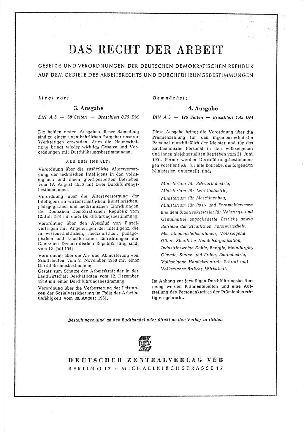 Gesetzblatt (GBl.) der Deutschen Demokratischen Republik (DDR) 1952, Seite 516 (GBl. DDR 1952, S. 516)