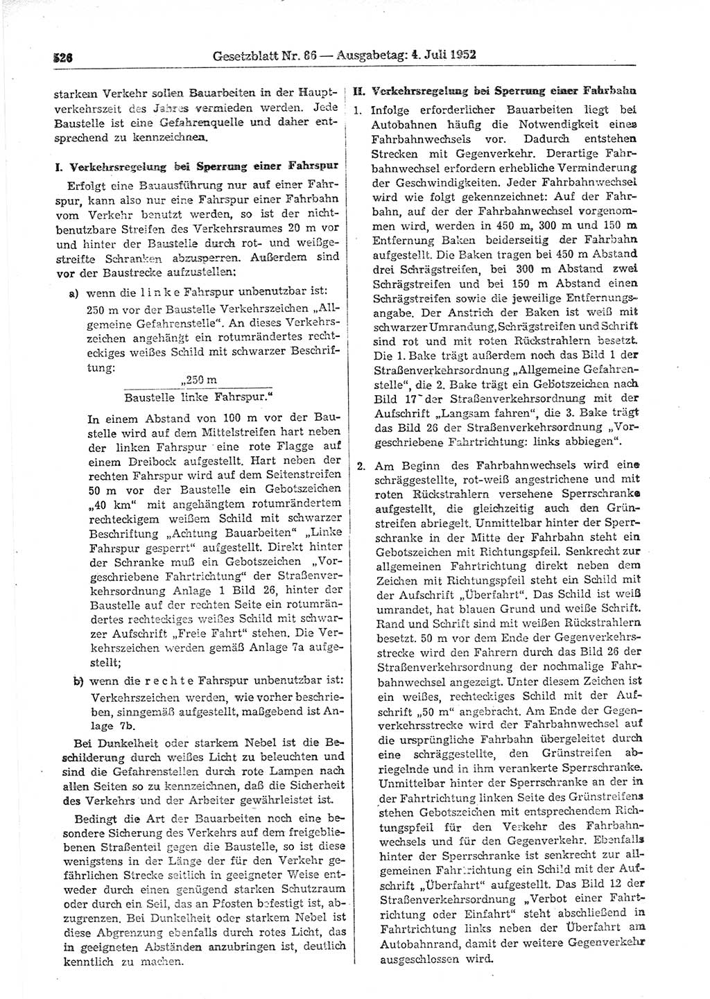 Gesetzblatt (GBl.) der Deutschen Demokratischen Republik (DDR) 1952, Seite 526 (GBl. DDR 1952, S. 526)