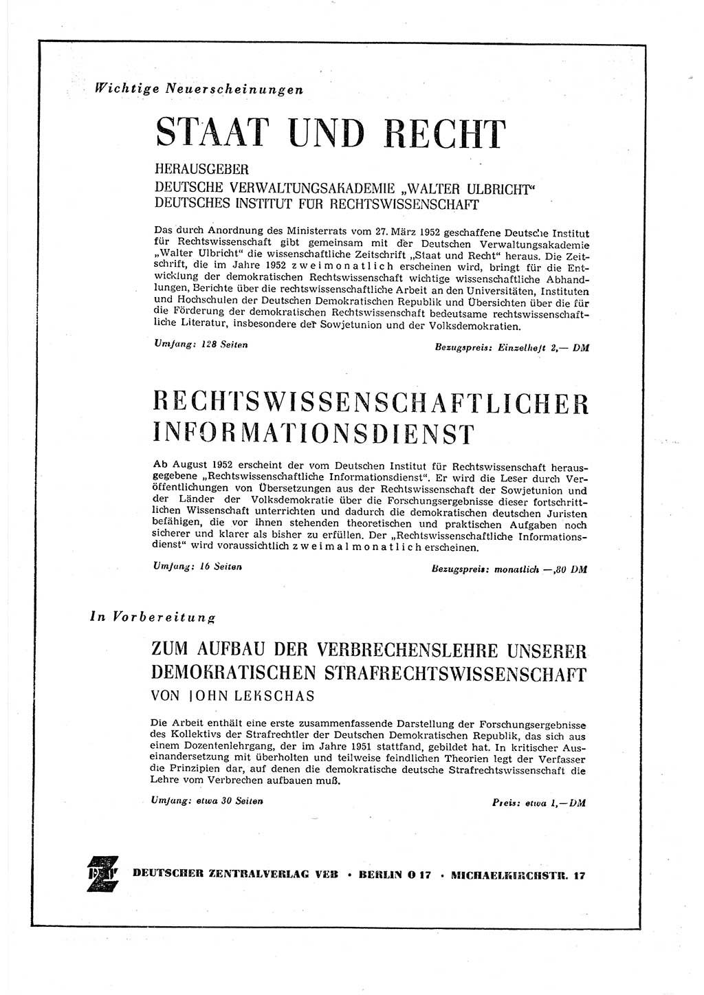 Gesetzblatt (GBl.) der Deutschen Demokratischen Republik (DDR) 1952, Seite 626 (GBl. DDR 1952, S. 626)