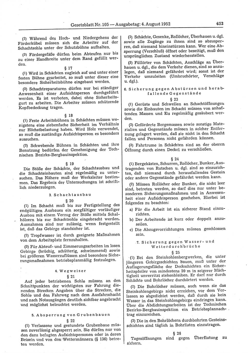 Gesetzblatt (GBl.) der Deutschen Demokratischen Republik (DDR) 1952, Seite 653 (GBl. DDR 1952, S. 653)