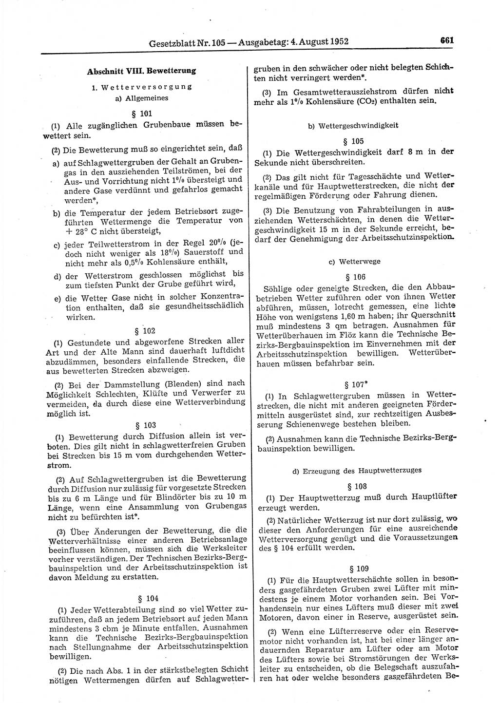 Gesetzblatt (GBl.) der Deutschen Demokratischen Republik (DDR) 1952, Seite 661 (GBl. DDR 1952, S. 661)
