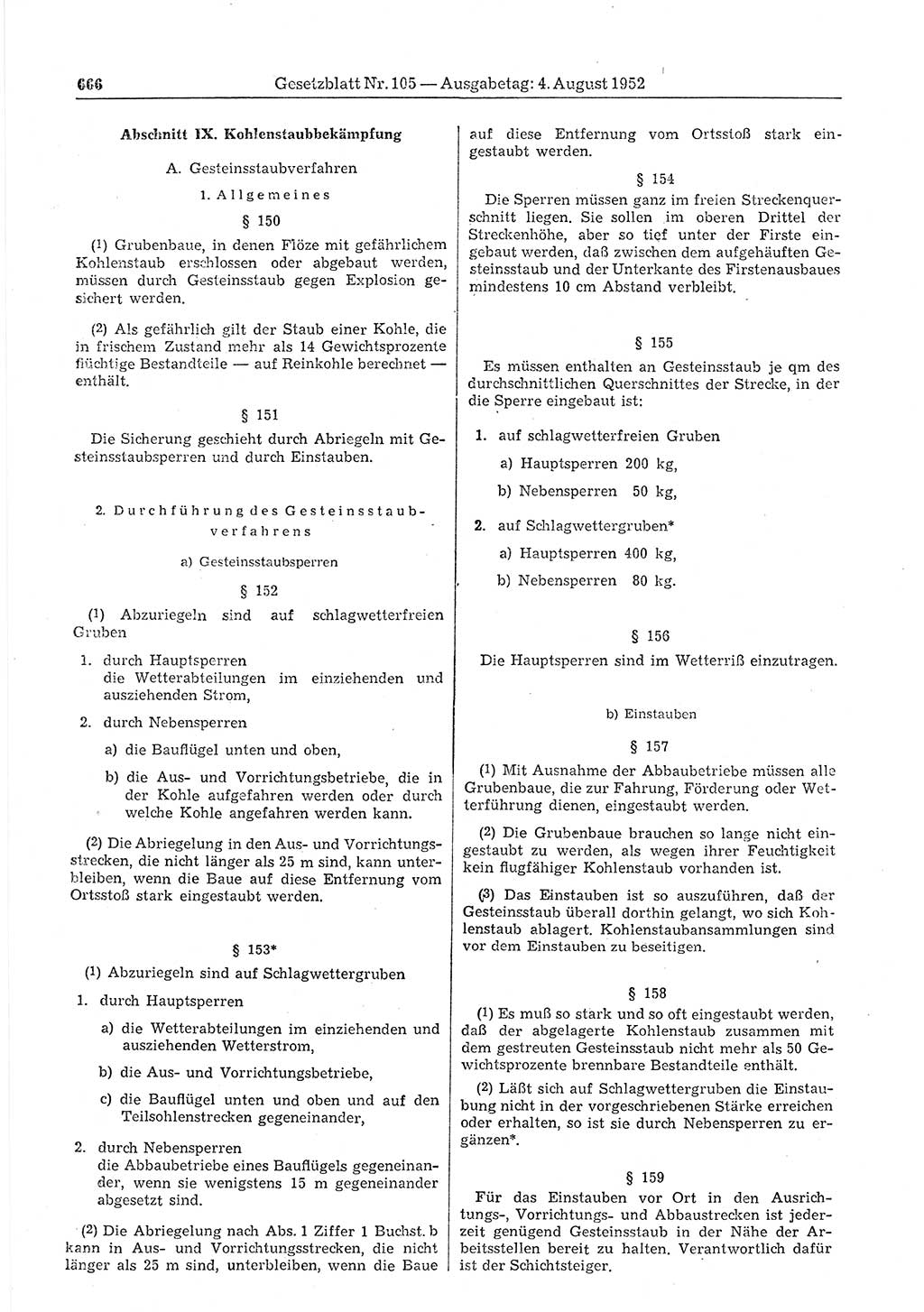 Gesetzblatt (GBl.) der Deutschen Demokratischen Republik (DDR) 1952, Seite 666 (GBl. DDR 1952, S. 666)