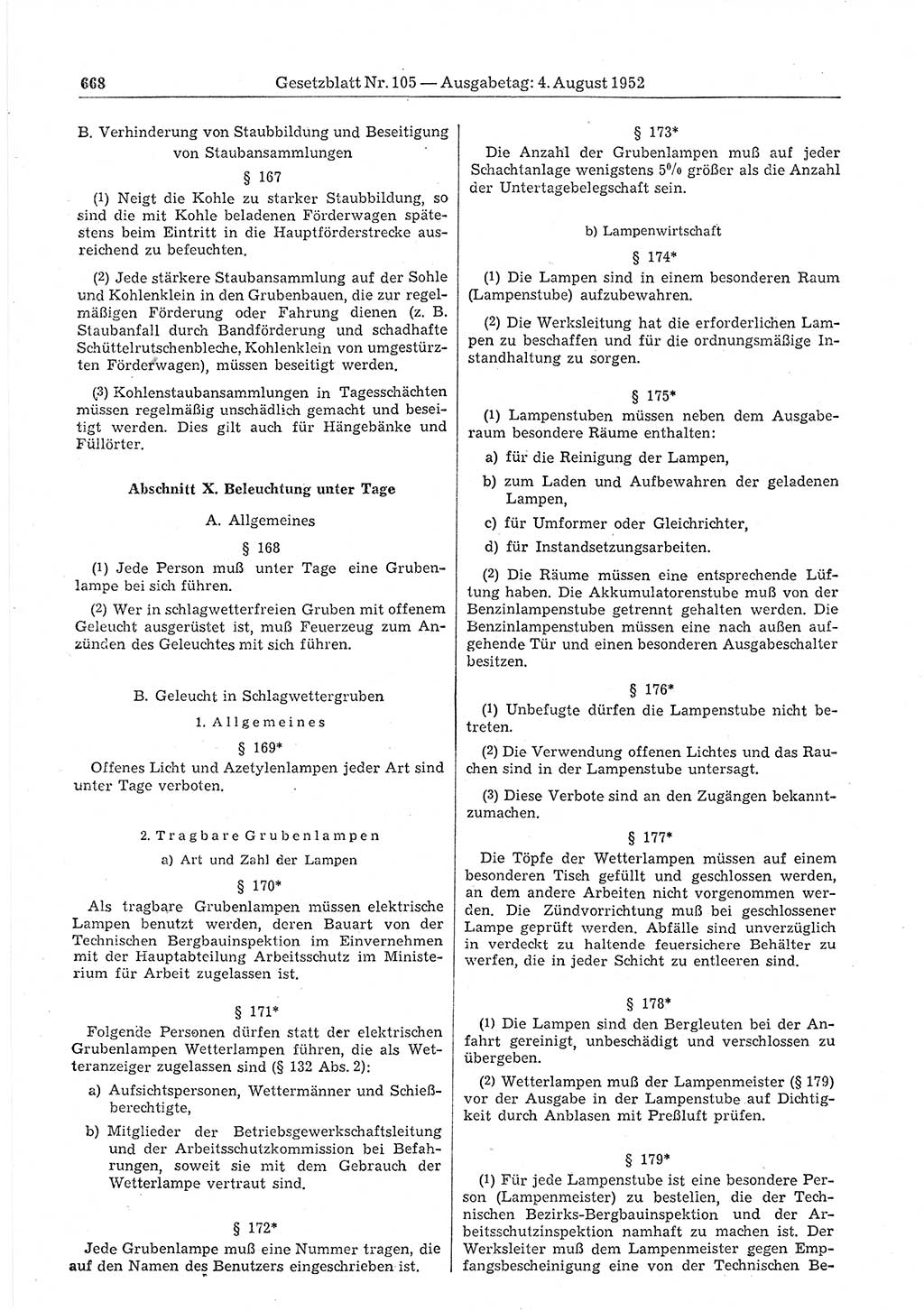 Gesetzblatt (GBl.) der Deutschen Demokratischen Republik (DDR) 1952, Seite 668 (GBl. DDR 1952, S. 668)