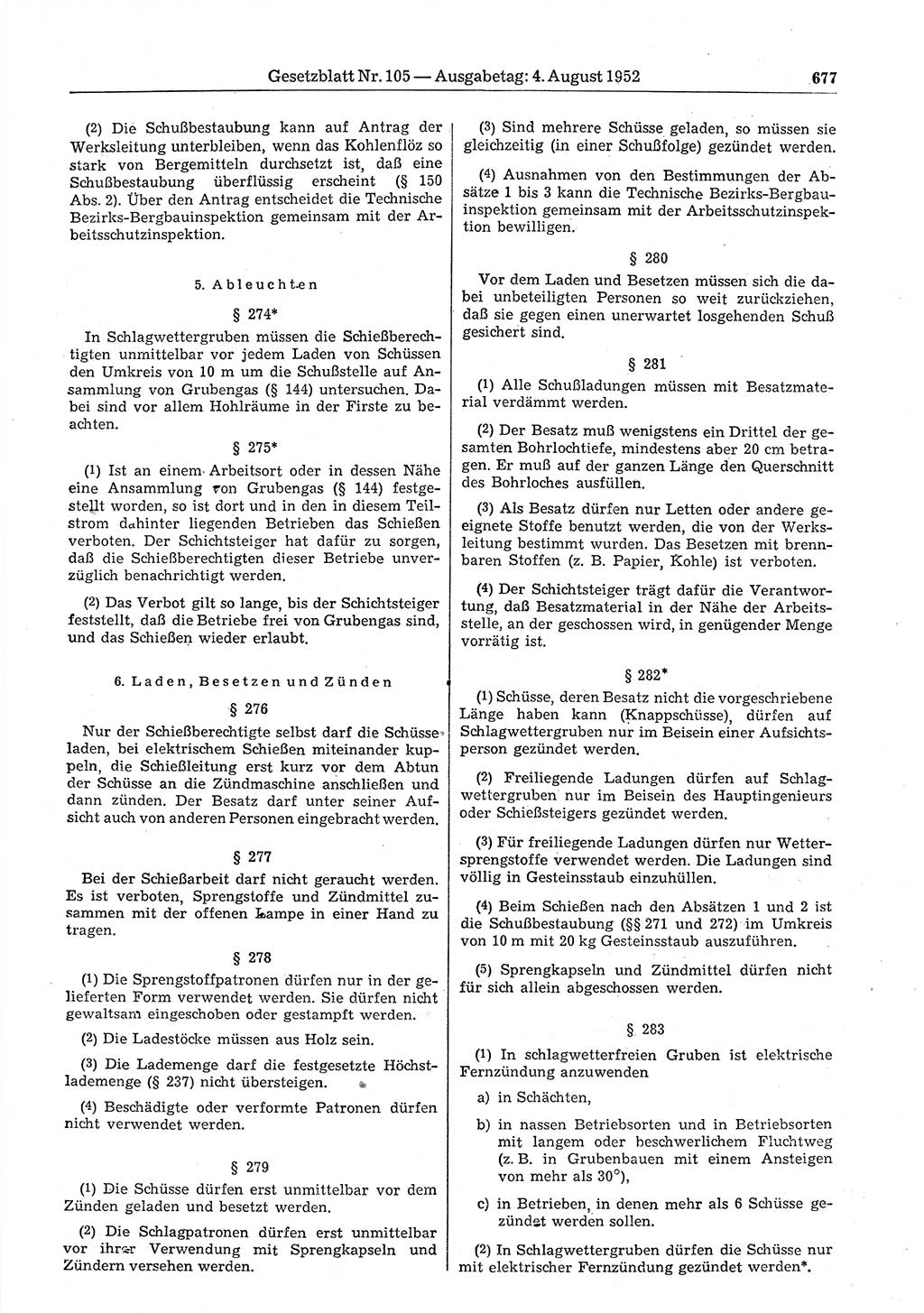 Gesetzblatt (GBl.) der Deutschen Demokratischen Republik (DDR) 1952, Seite 677 (GBl. DDR 1952, S. 677)