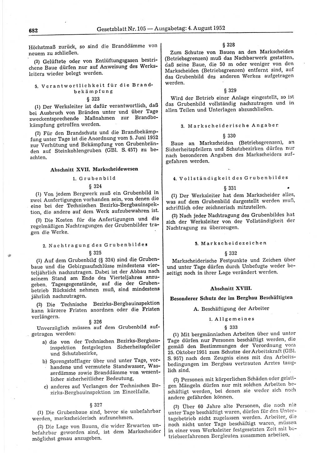 Gesetzblatt (GBl.) der Deutschen Demokratischen Republik (DDR) 1952, Seite 682 (GBl. DDR 1952, S. 682)