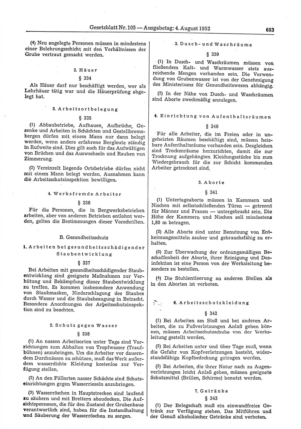 Gesetzblatt (GBl.) der Deutschen Demokratischen Republik (DDR) 1952, Seite 683 (GBl. DDR 1952, S. 683)