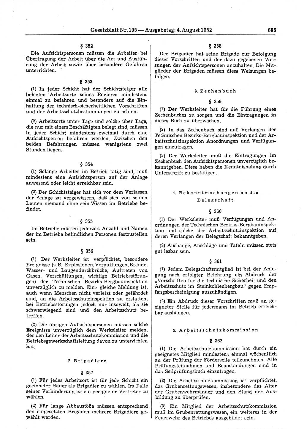 Gesetzblatt (GBl.) der Deutschen Demokratischen Republik (DDR) 1952, Seite 685 (GBl. DDR 1952, S. 685)