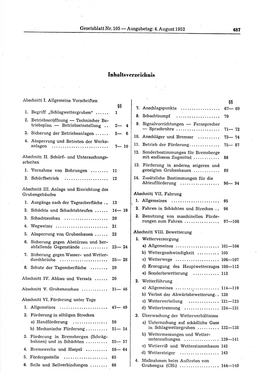 Gesetzblatt (GBl.) der Deutschen Demokratischen Republik (DDR) 1952, Seite 687 (GBl. DDR 1952, S. 687)