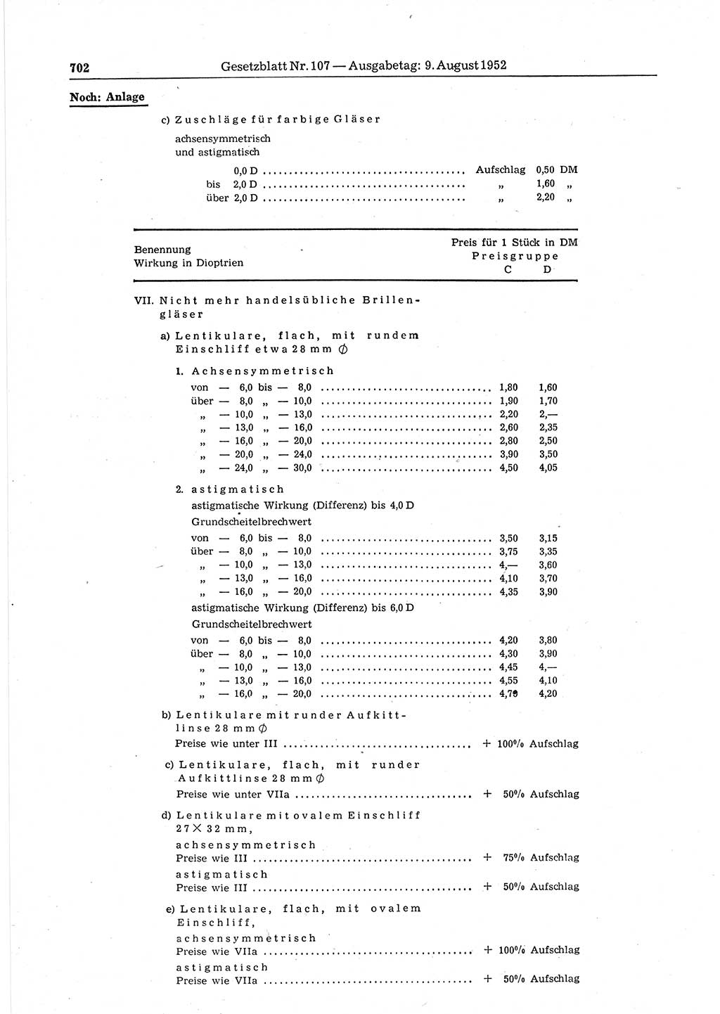 Gesetzblatt (GBl.) der Deutschen Demokratischen Republik (DDR) 1952, Seite 702 (GBl. DDR 1952, S. 702)